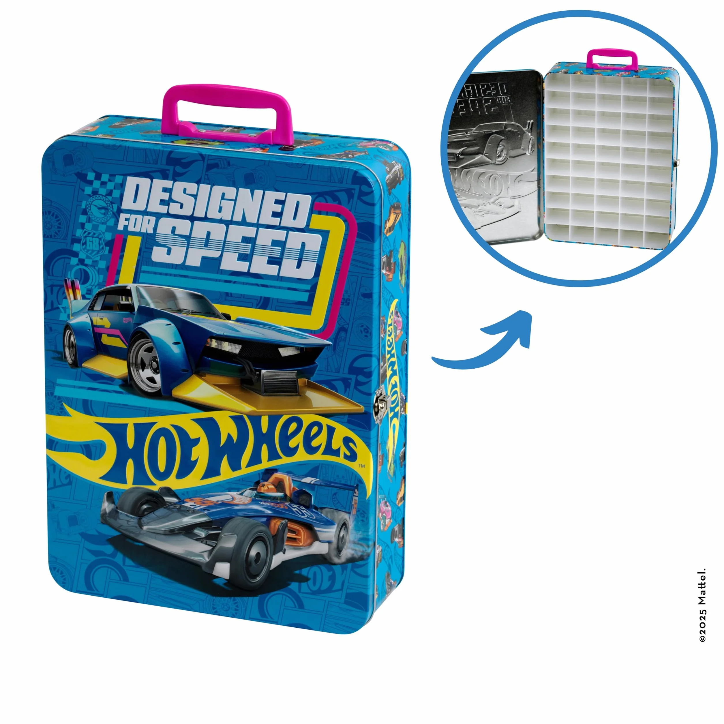Klein 2881 Mallette de Collection Hot Wheels Métal Rangement 50 Voitures Jouet 3 Ans Noir Orange Bleu Rose
