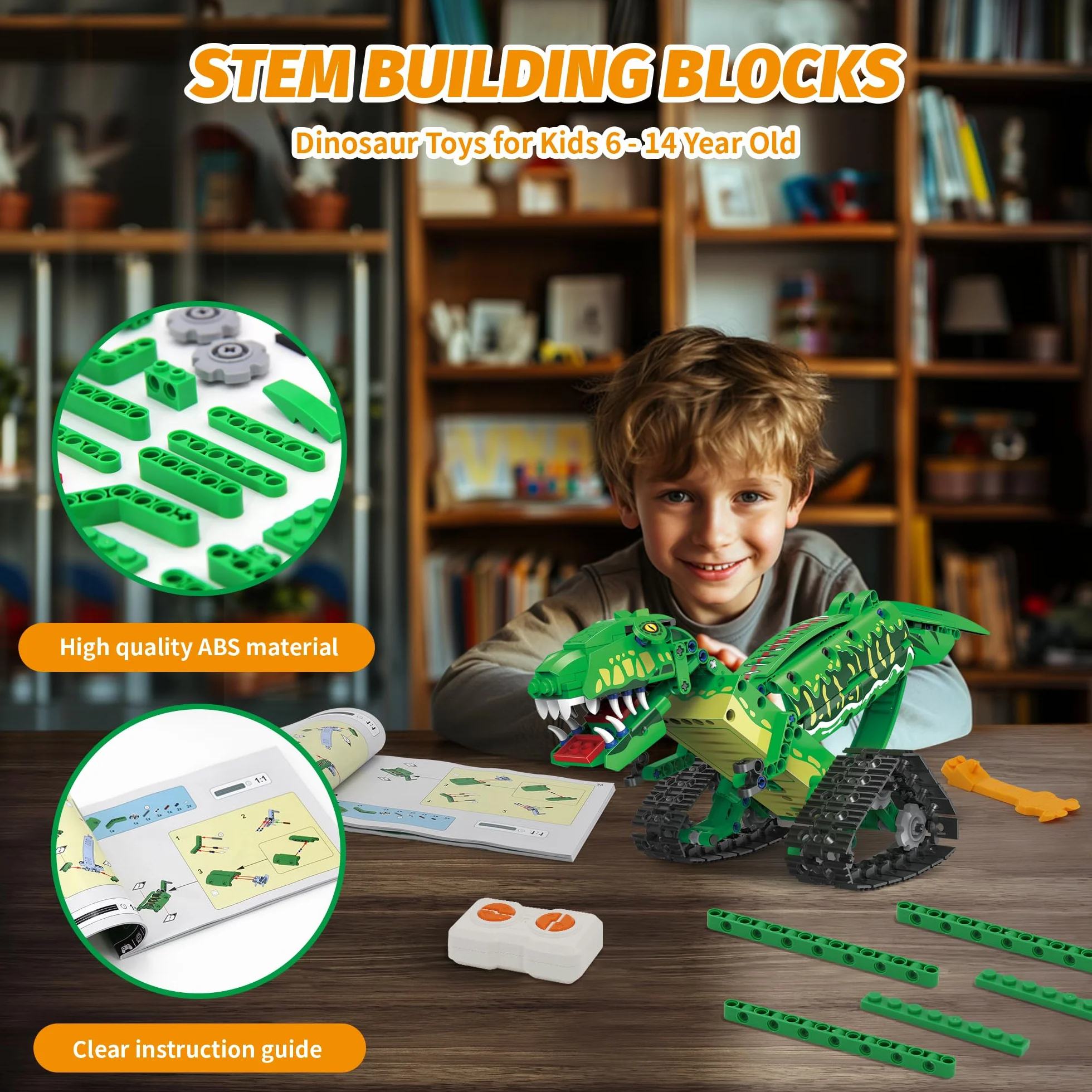 AKWME Technic Robots STEM 5 en 1 Dinosaure 2.4 GHz Télécommandé Application Kit Construction Scientifique Programmable Cadeau Enfant Garçons 6-12 Ans