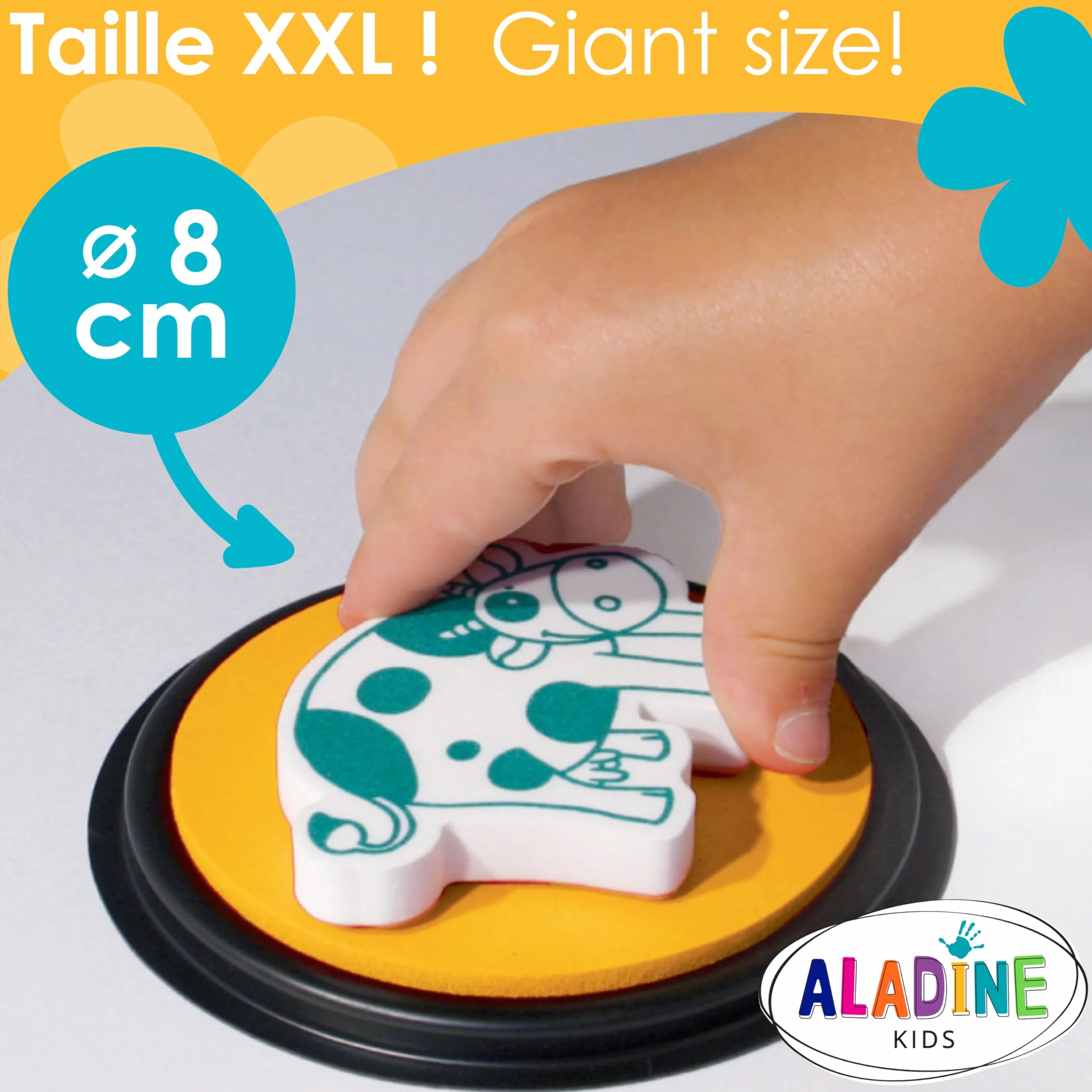 Aladine Stampo Colors Arlequin Encreurs Taille XL Encre Lavable Boîte de 4 Grand Format pour Enfants Dès 3 ans
