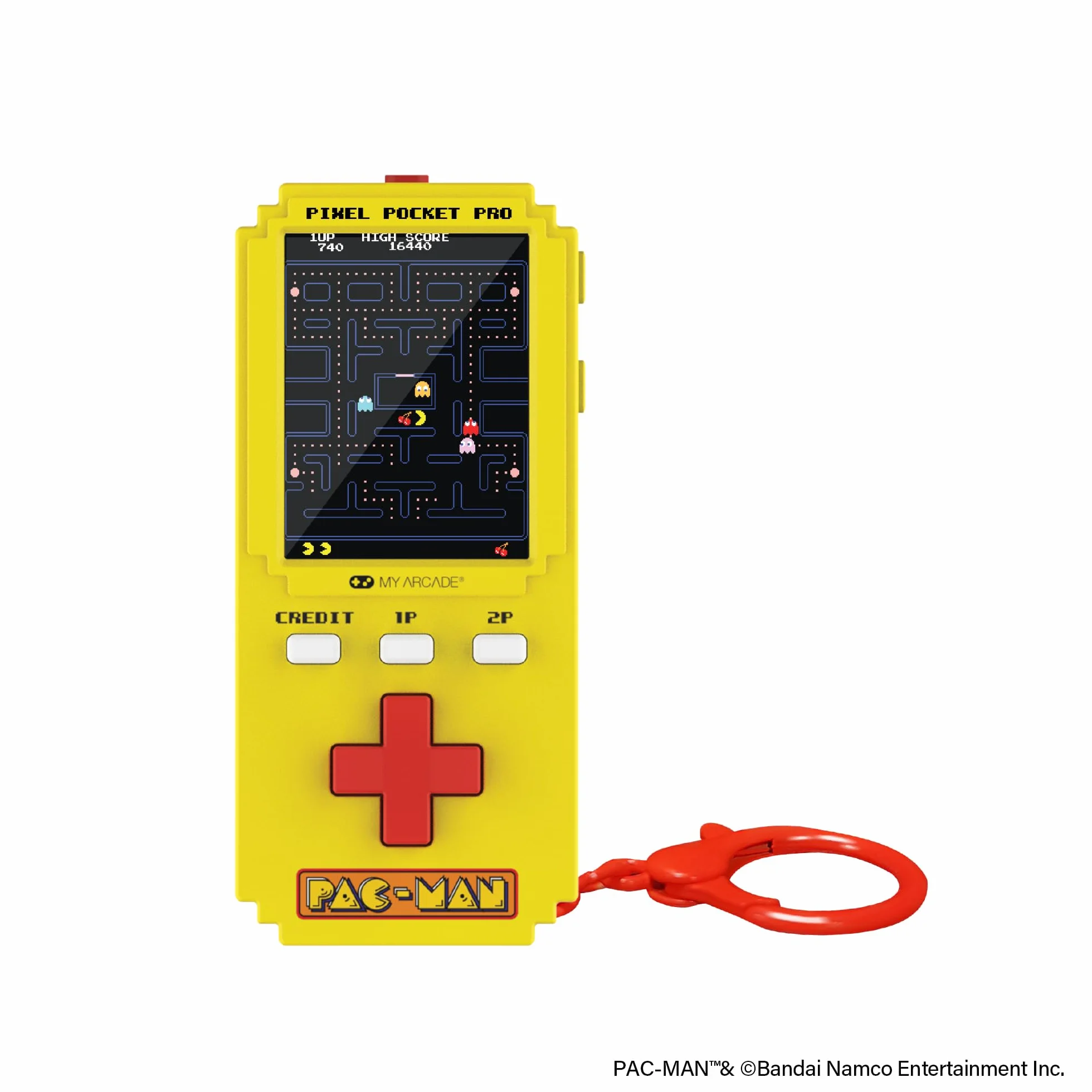 Pac-Man Pixel Player : jeu vidéo portable sous licence officielle, porte-clés d'arcade