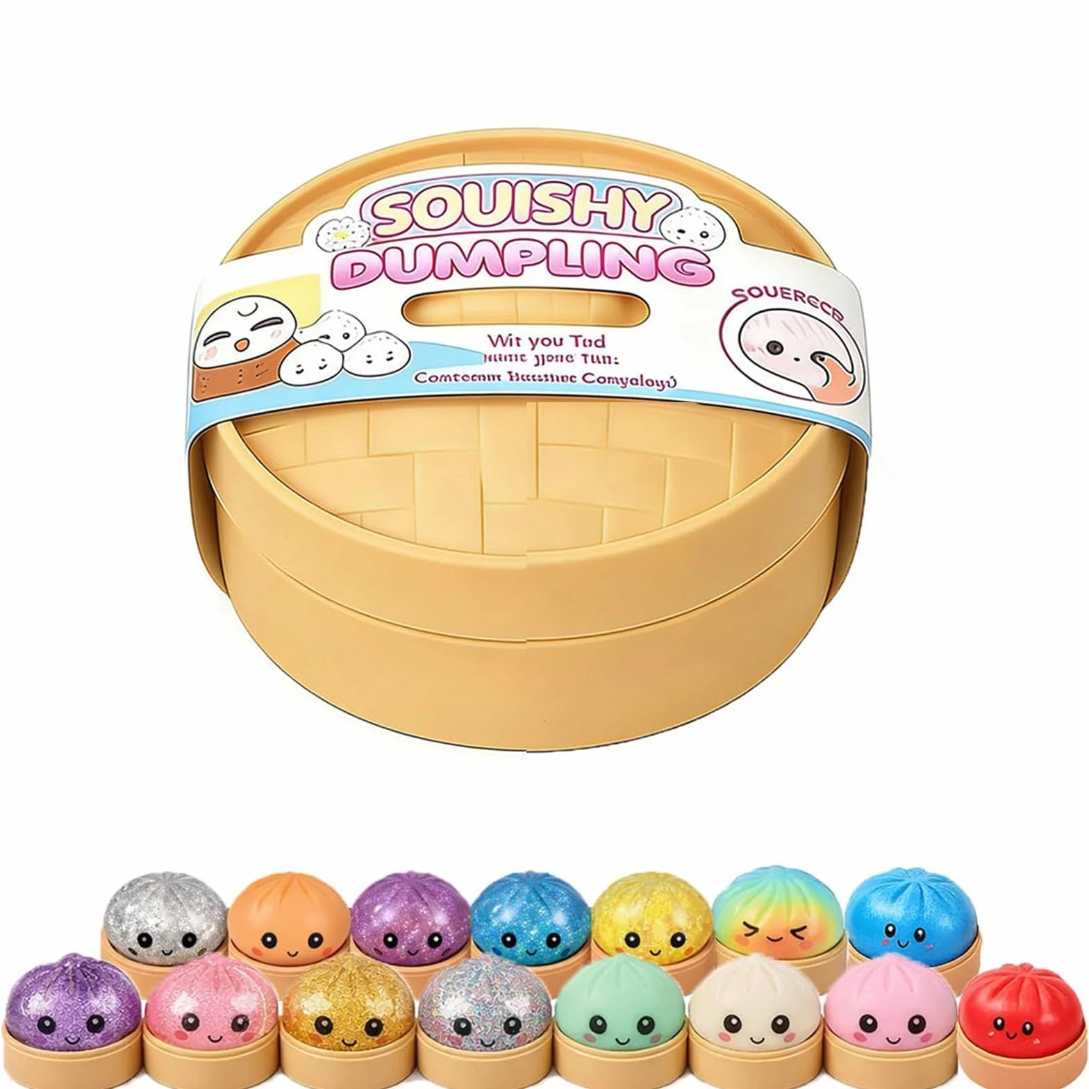 Dumpling Squishy Glitter Anti-Stress Soft Ball Relâcher Tension Surprise Amusante pour Bureau Maison (Aléatoire 1pcs)