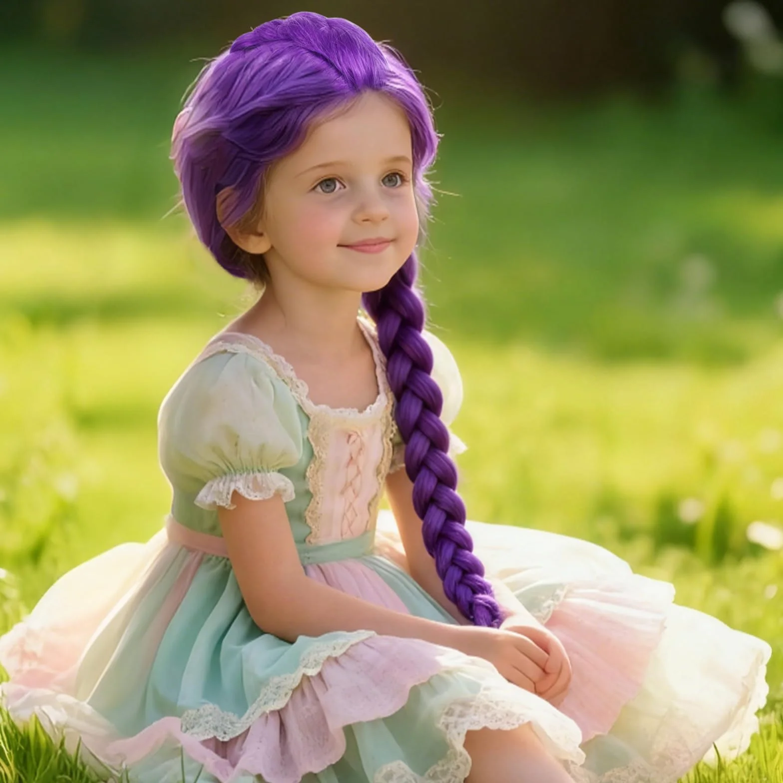 Perruque Cosplay avec Tresses Violettes pour Femmes Hommes Enfants, Perruque Réaliste Déguisement Halloween Fête Carnaval