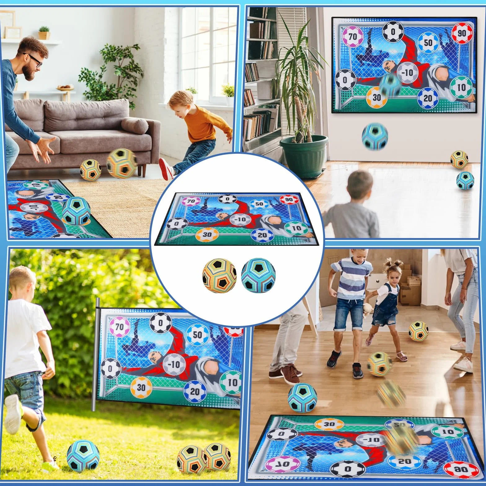 VATOS Ensemble de Jeu de Ballon de Football pour Enfants, But intérieur et extérieur avec Balles, Cadeau 3-8 Ans
