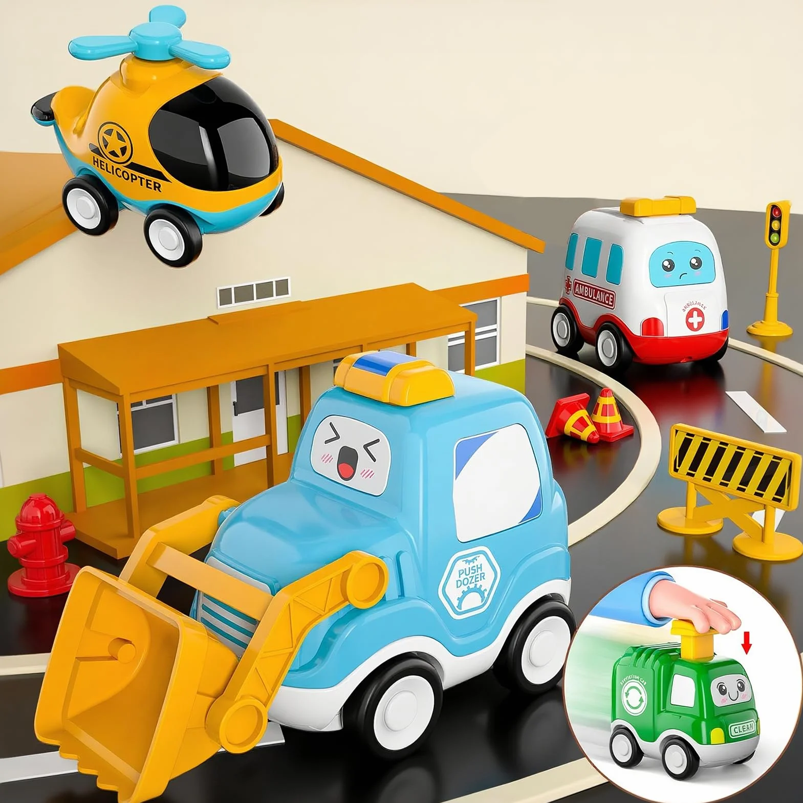 Ensemble de Jouets de Voitures 10 pièces - Voitures à Tirer en Arrière pour Enfants 1 an+