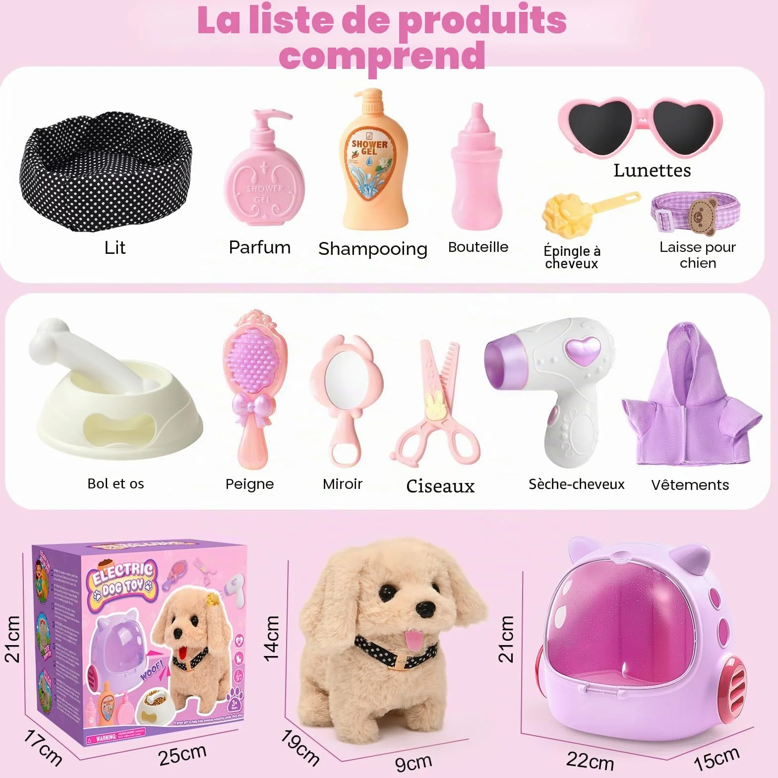 Tacobear Chien Robot Interactif Qui Marche et Aboie avec Mallette de Transport, Jouet Électronique pour Enfant 3-6 Ans