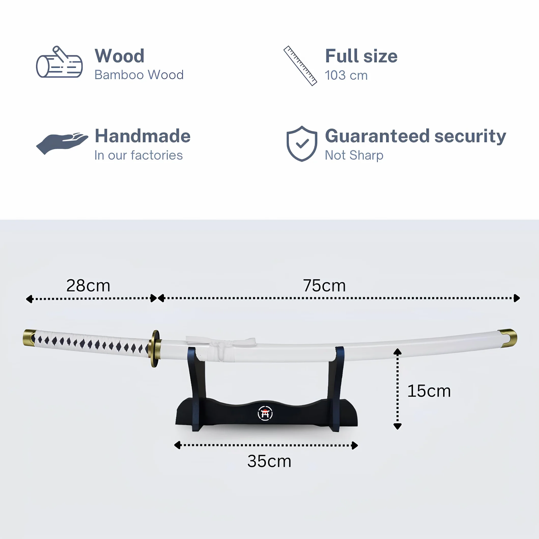 Katana One Piece Réplique Manga Sabre Bois Ceinture Cosplay Décoration Jouet
