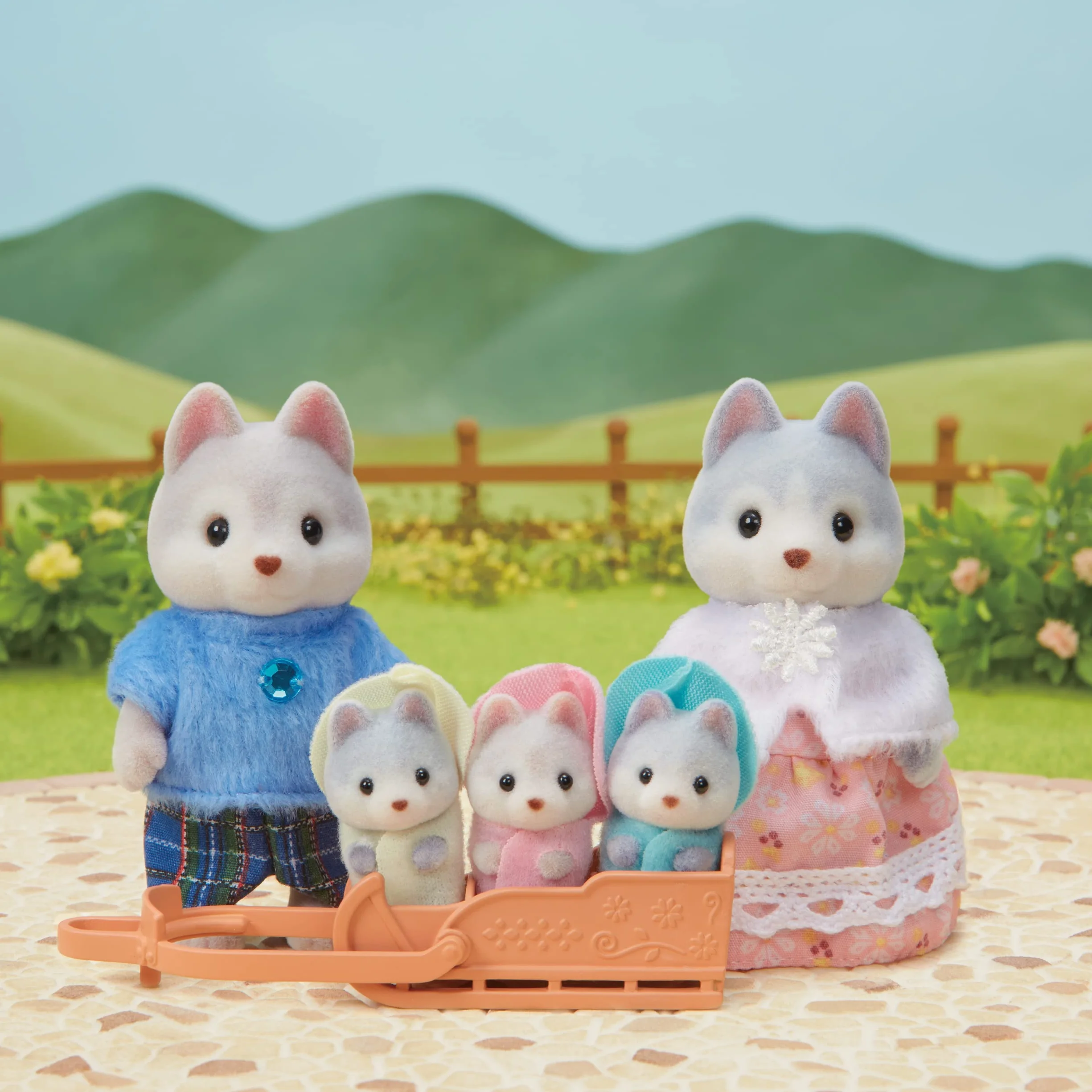 Sylvanian Families La famille Husky Set 5 figurines animaux miniatures jouet enfant 3 ans+
