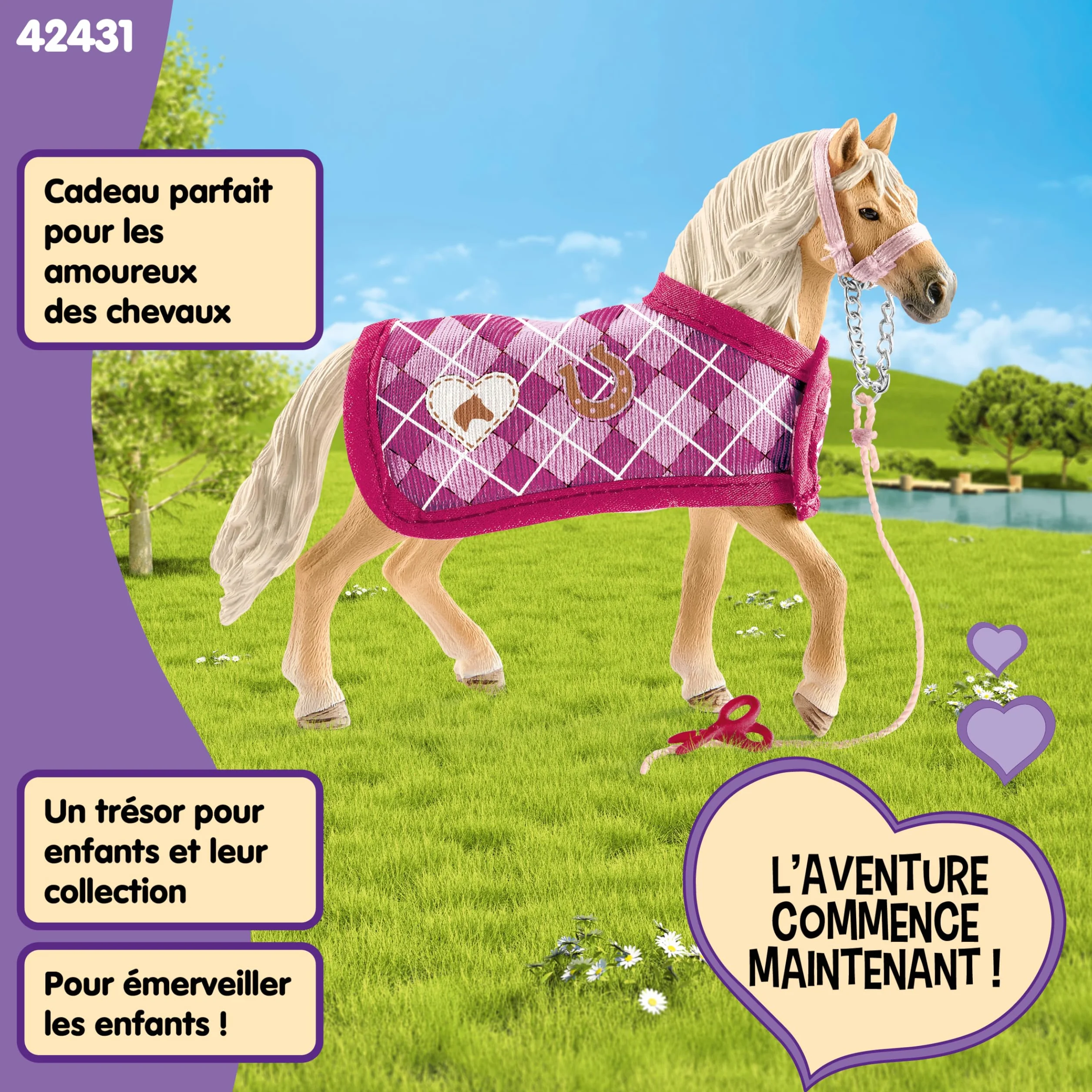 Schleich Horse Club Sofia's Accessoires de Mode pour Chevaux 42431 Set Cheval Couverture Longe Ciseaux Jouet 4 pièces