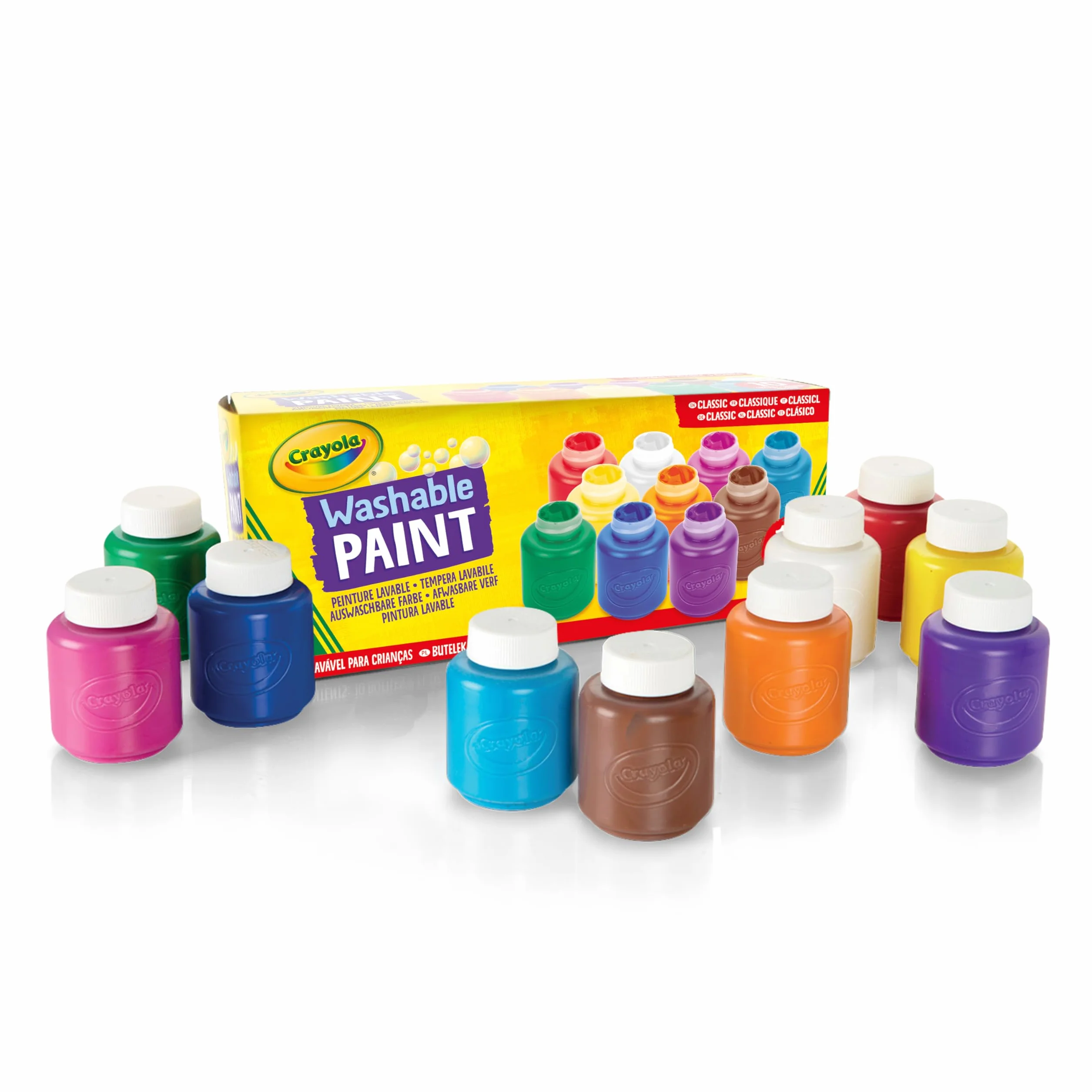 CRAYOLA Kit de 10 Mini Pots de Peinture Lavable, 10 Couleurs, 59ml