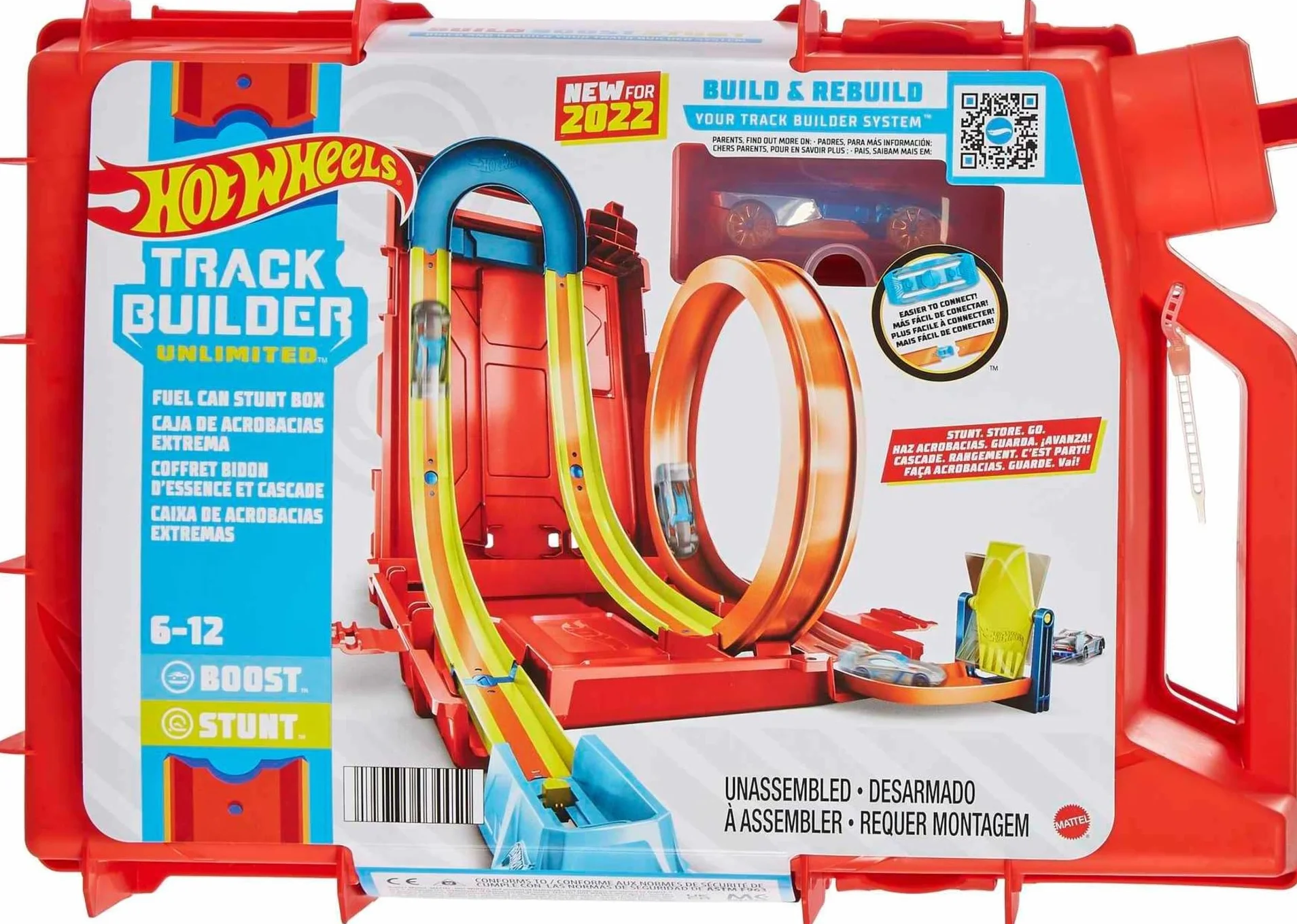 Hot Wheels Track Builder Unlimited Coffret Construction Circuit Petite Voiture Cascades Bidon D’Essence 1 Véhicule Inclus Jouet Enfant HDX78