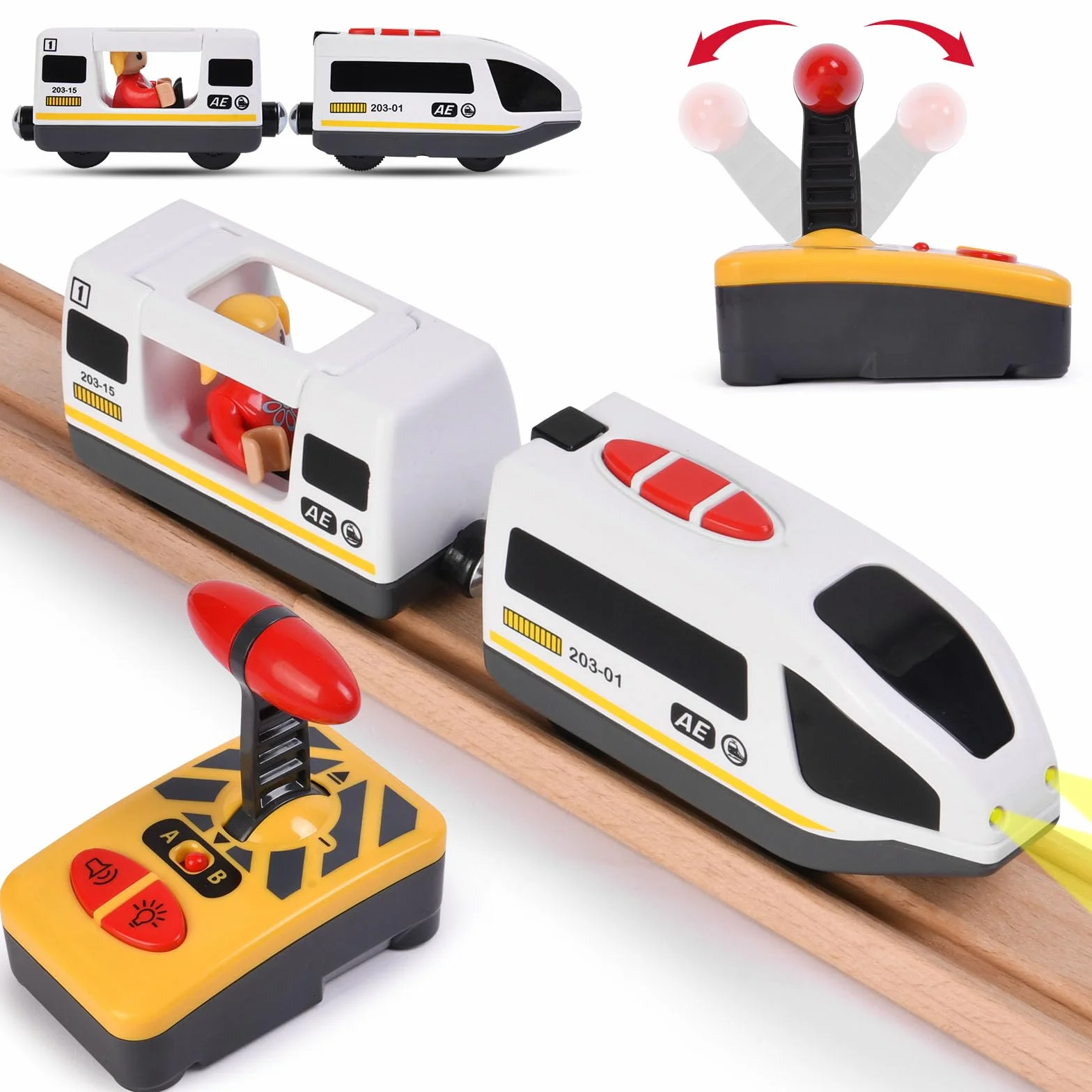 HOTUT Train de Locomotives à Piles, Train Électrique Enfant avec Connexion Magnétique, Haute Vitesse avec Phares et Son, Compatible Thomas Brio Chuggington