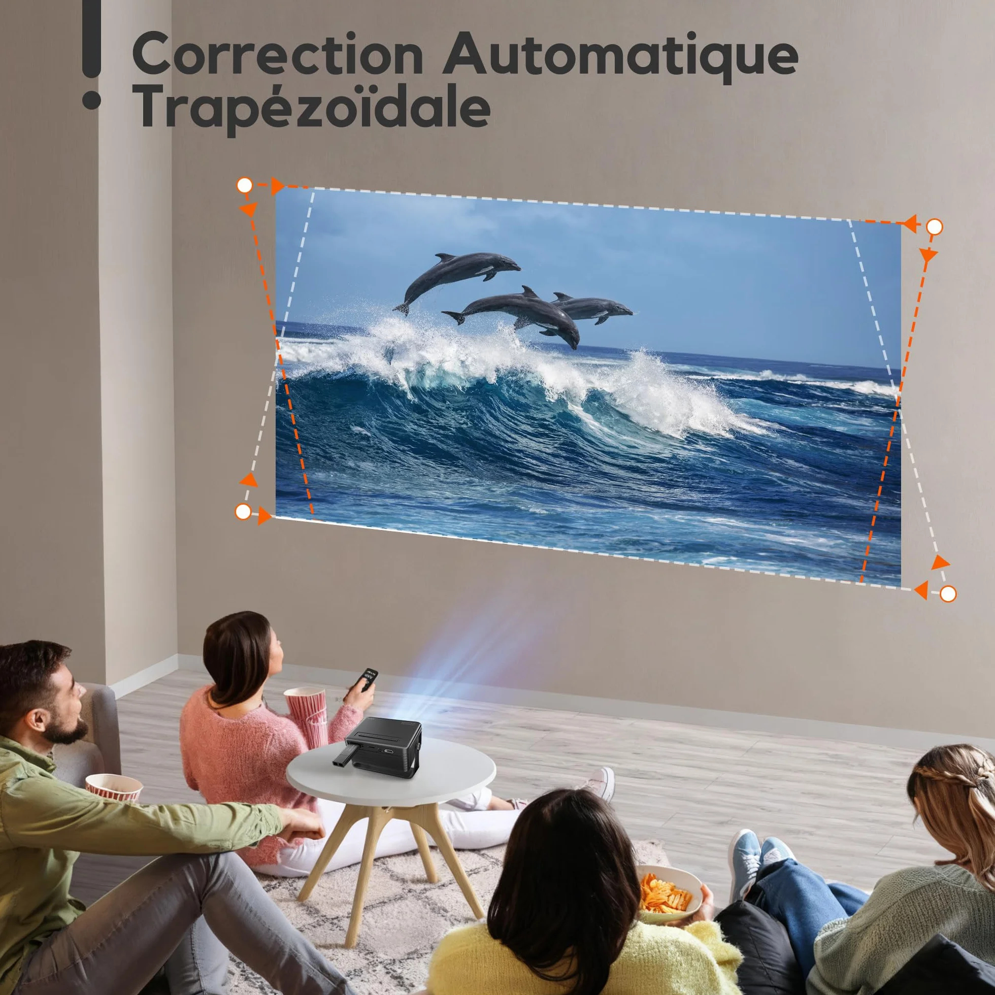 AKIYO O1 Mini Projecteur 1080P Full HD 15000 LM Auto Keystone Rotabile 360° Zoom 50% Noir