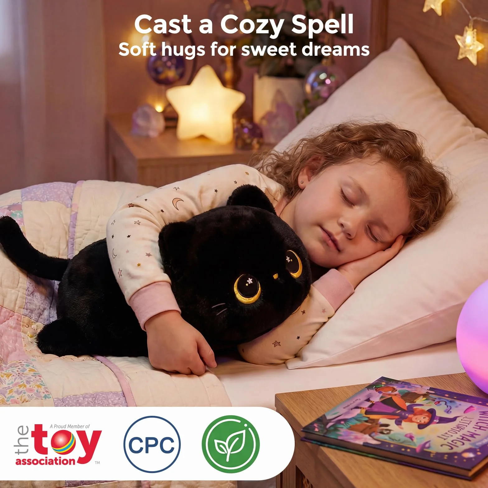 Mewaii Peluche Chat Mignonne 13 Pouces, Oreiller Kawaii Chat Noir, Coussin Doux Enfants