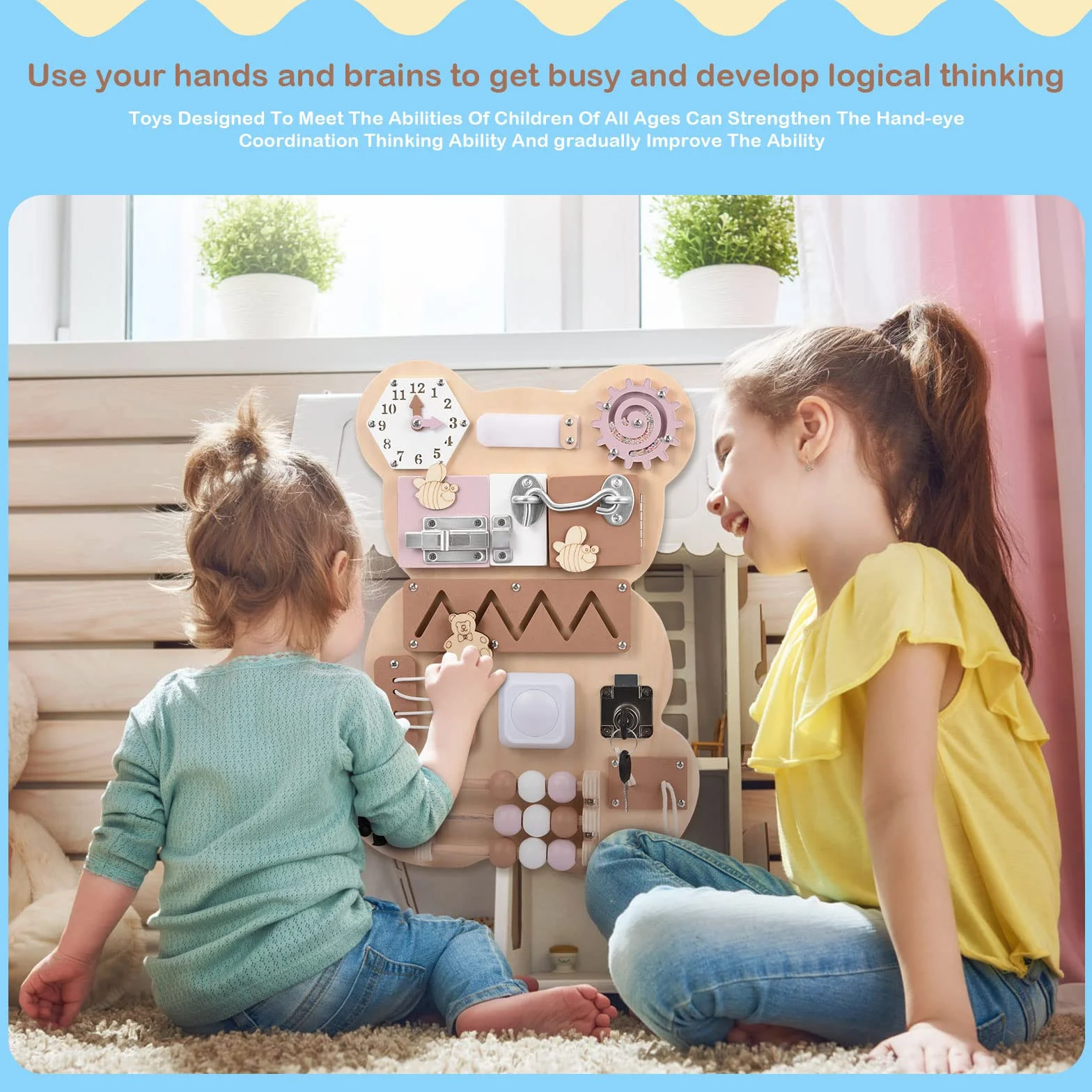 Busy Board Tableau Activité Montessori Jouets en Bois Sensorielle pour Tout-Petits
