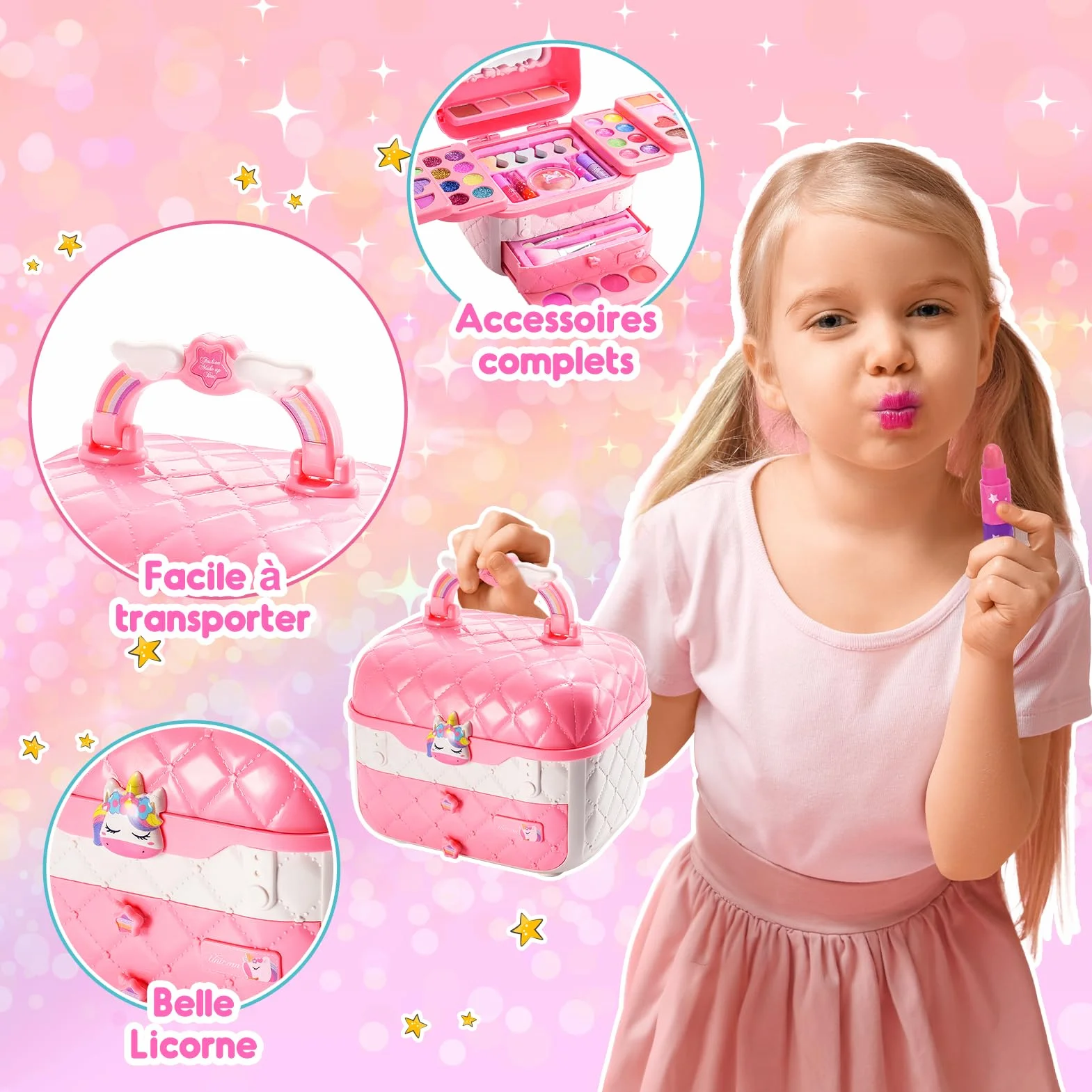 Hapikids Maquillage Enfant Licorne Cadeau Fille 3-10 Ans Jouet