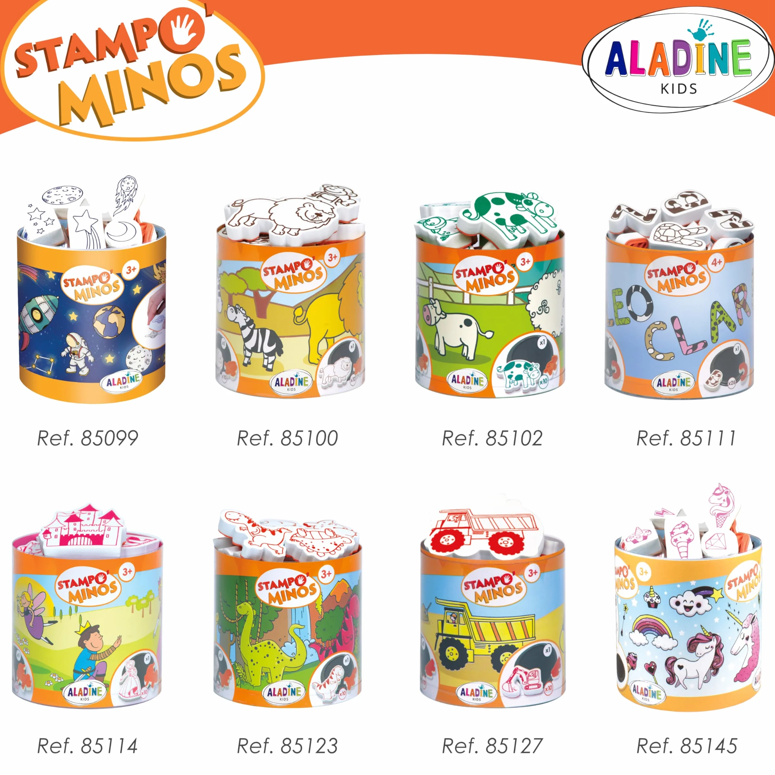 Aladine Stampominos 10 Tampons Animaux de la Savane Encre Lavable Enfant dès 3 ans Lion Girafe Éléphant