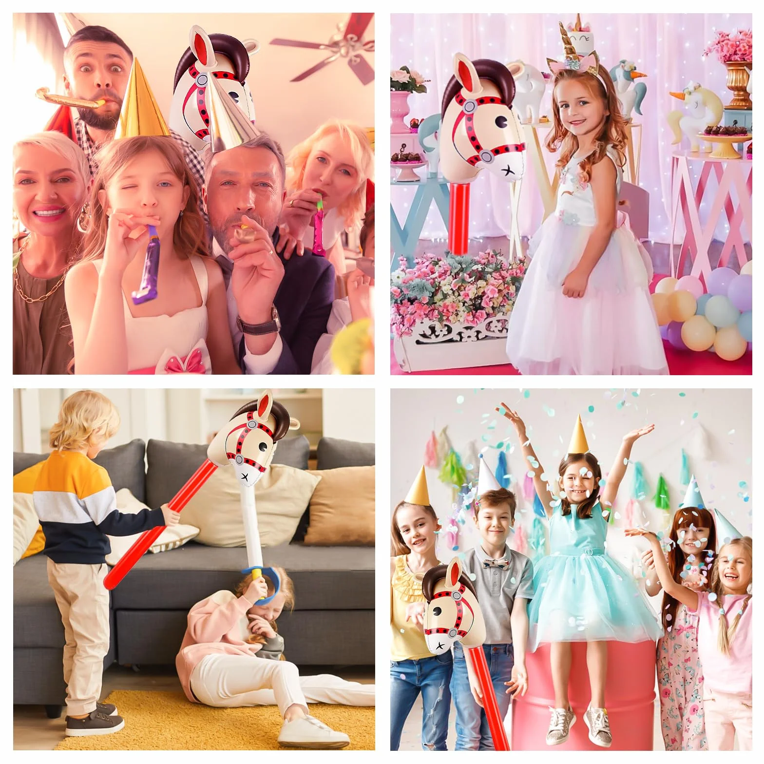 Cheval Gonflable Hobby 2 Pièces, Kit Loisirs Créatifs pour Enfants, Décoration Fête Cowboy