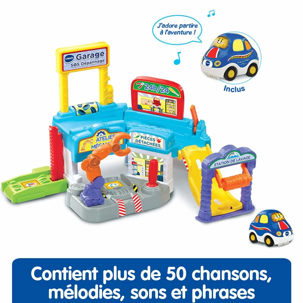 VTech Tut Tut Bolides Garage SOS Dépannage Voiture à Réparer Garage Voitures Enfant 3 Zones Magiques Cadeau 1-5 Ans Français