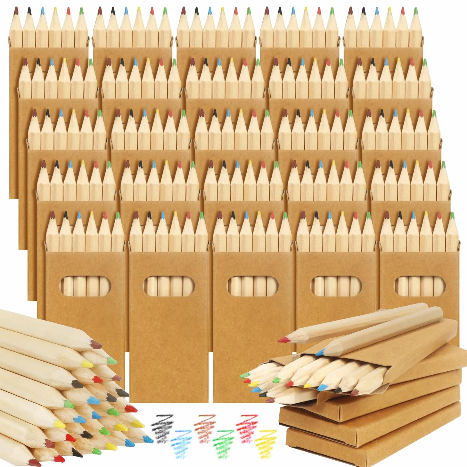 Gudotra 30 Boîtes Mini Crayons de Couleur 6 Couleurs 180 Crayons en Bois Cadeau Anniversaire Enfant