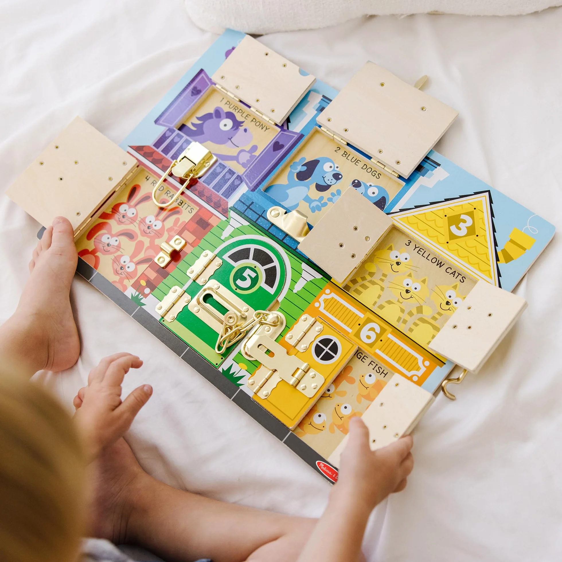 Melissa & Doug Planche Activités Montessori Loquets Jouet Sensoriel Bois Développement Apprentissage Cadeau Enfant 3 Ans+