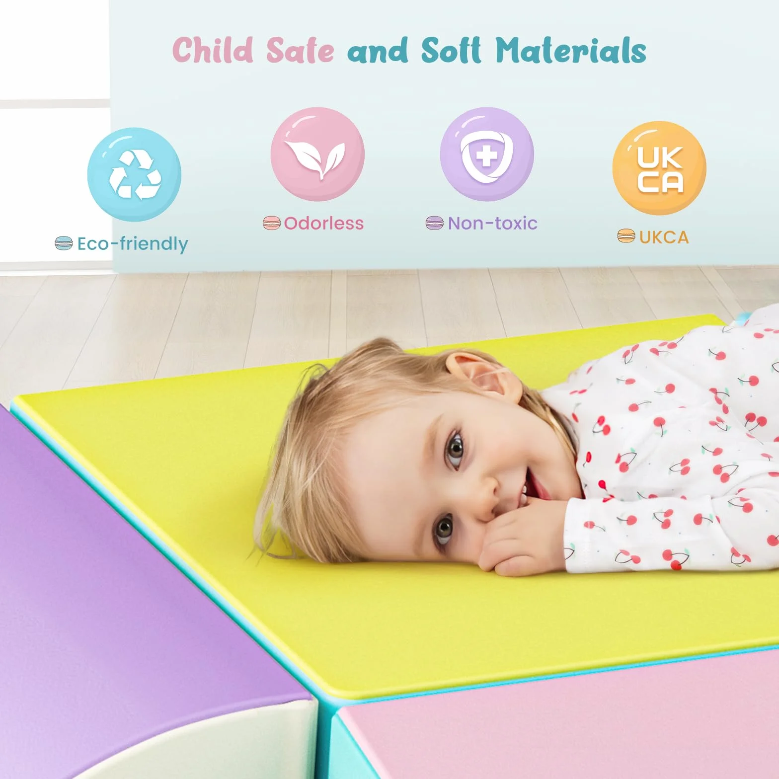 Blocs de Construction Souples en Mousse, Jouets d’Éveil Motricité pour Bébés 12–36 Mois, Antidérapants