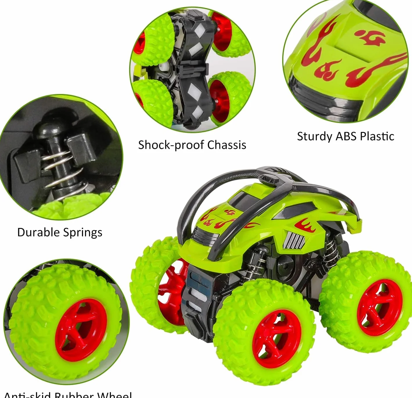 Voiture Monstre Inertie Monster Truck Véhicule Hors Route Jouet Voiture de Course 2 Pack Vert Rouge