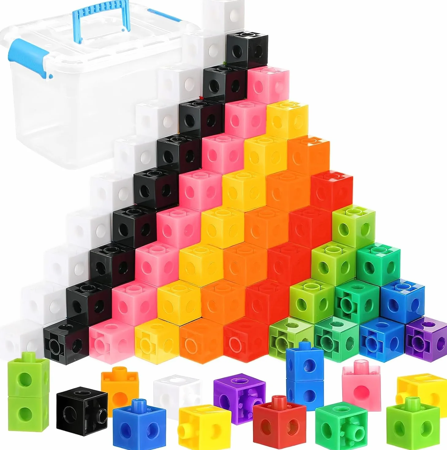 MALLOOM 500 Pcs Math Learning Linking Cube Counting Cubes Colorful Plastic Blocks Classroom Supplies