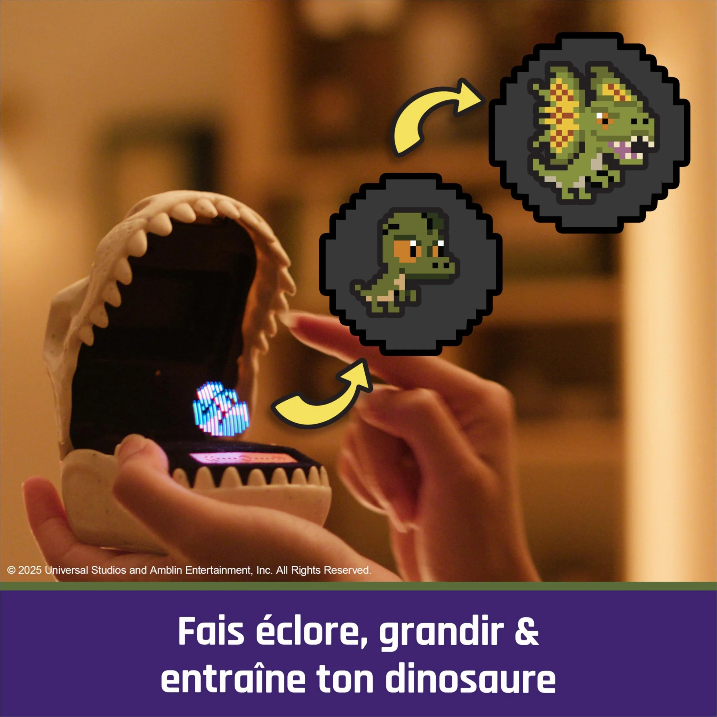 Bitzee Jurassic World Animal Interactif 25 Dinosaures Digitaux 3D Toucher Boîtier Connectable Sons Réactions Jeux Enfant 5+