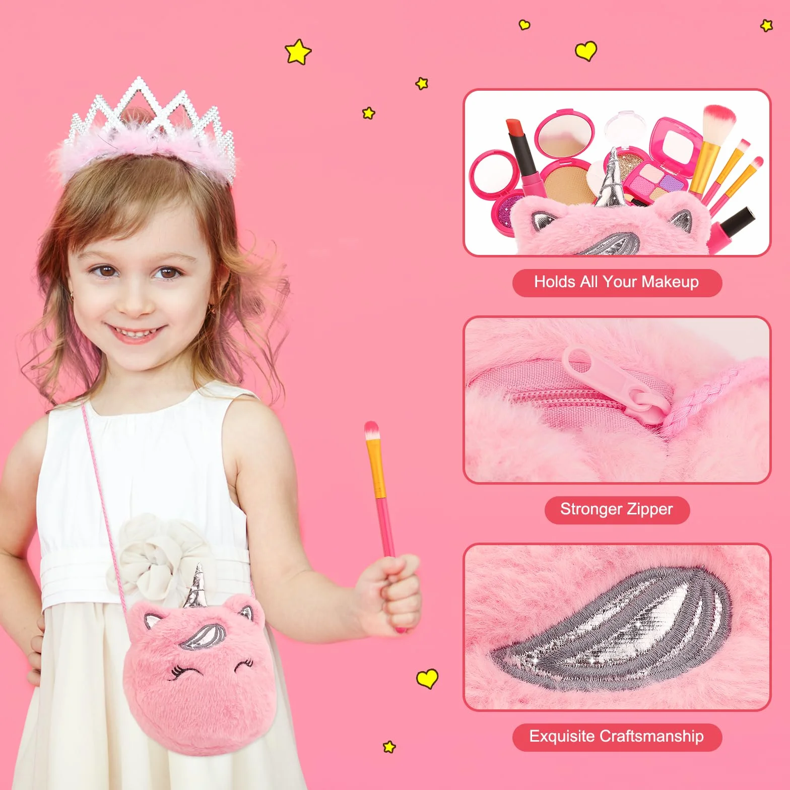 Kit de maquillage pour enfants, jouet de rôle fille 3-8 ans, ensemble princesse licorne