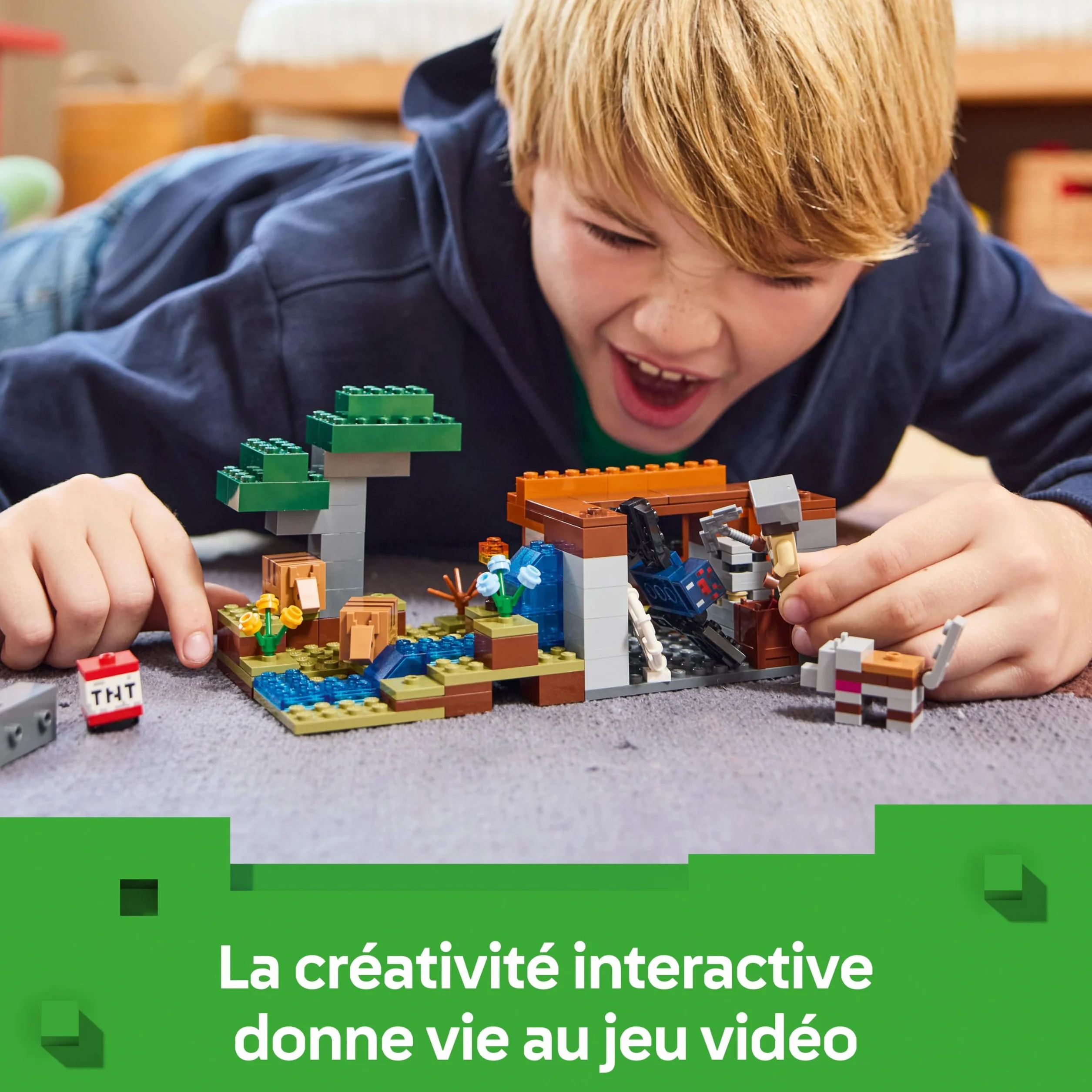 LEGO Minecraft L’Expédition dans la Mine du Tatou 21269 Jouet Interactif Figurines Araignée Venimeuse Loup TNT Cadeau 8 Ans