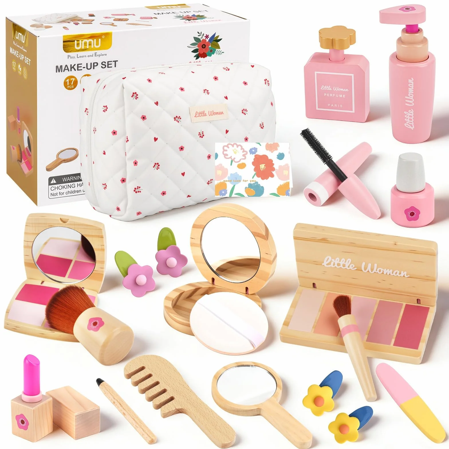 JOYBOY Faux Maquillage Enfant Fille en Bois, Coffret Jouet Maquillage pour Filles