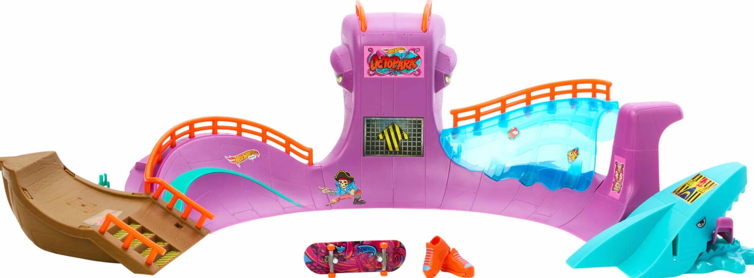 Hot Wheels Skatepark Octopus Coffret avec Fingerboard Exclusif Chaussures Amovibles Jouet Enfant 5 Ans HMK01