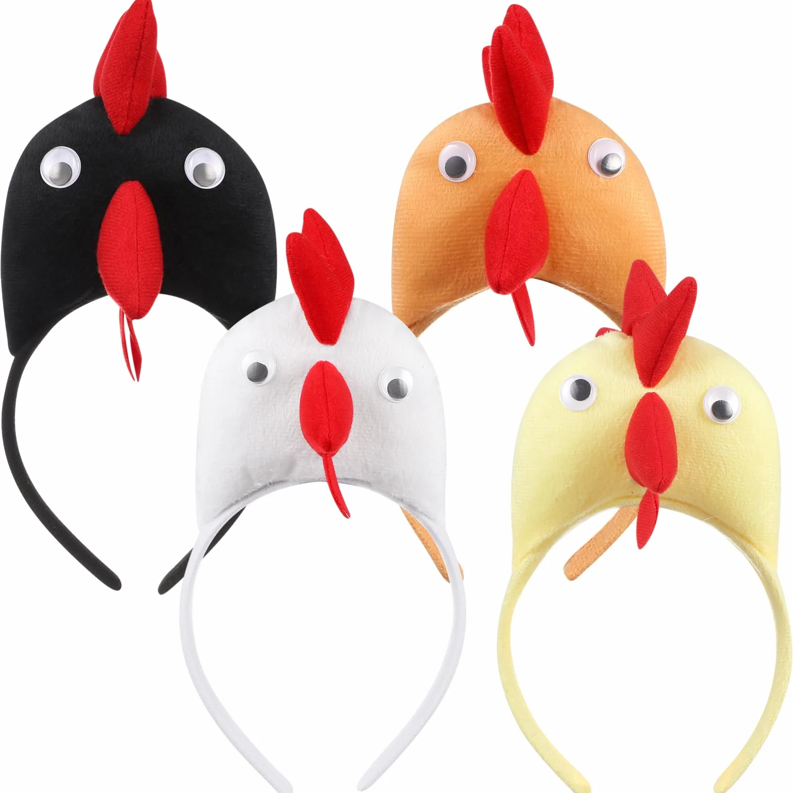 NUOBESTY Lot de 4 bandeaux oreilles d'animaux - Serre-tête poulet coq - Accessoire costume poussin Halloween
