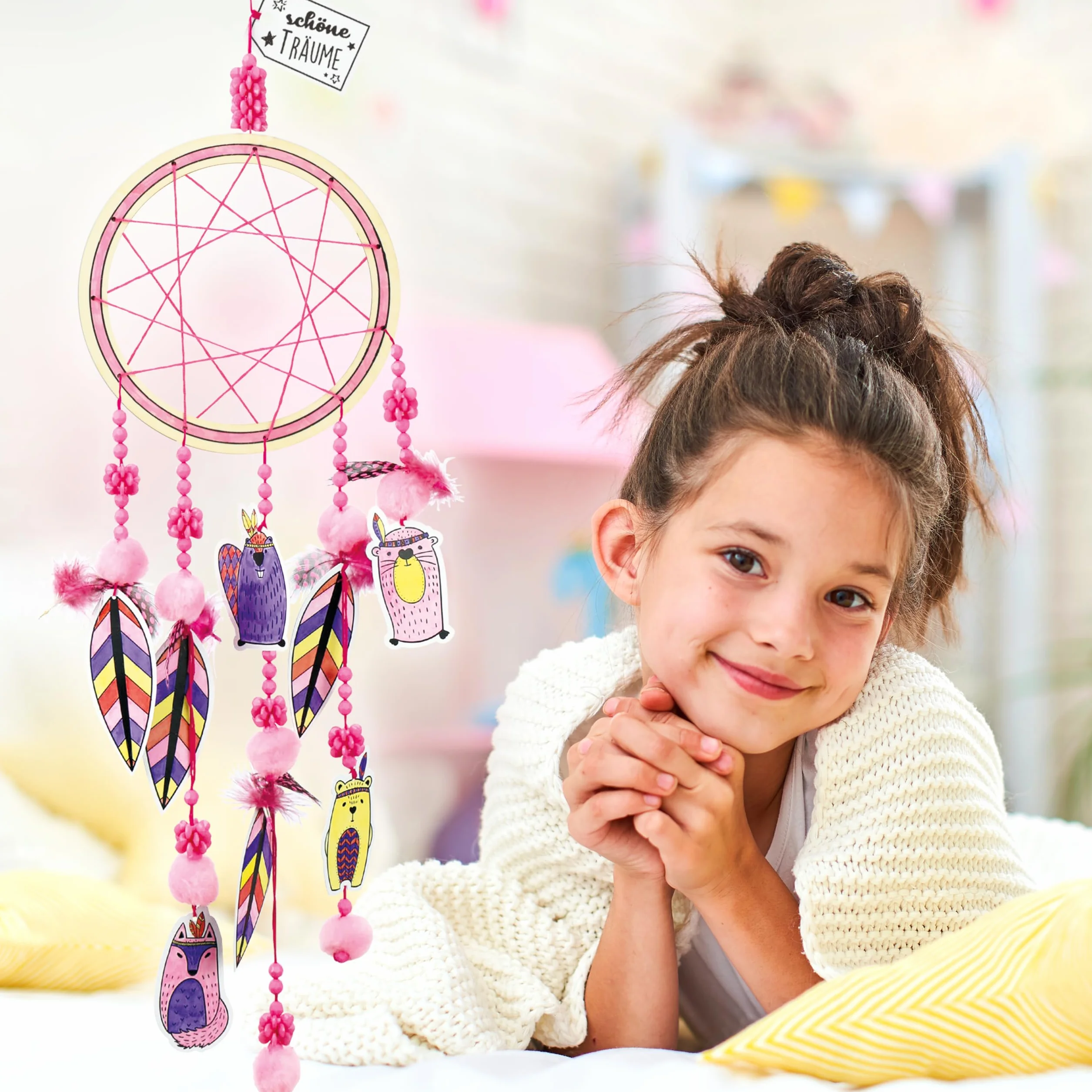 Creanino Attrape-rêve à fabriquer – Coffret DIY créatif pour enfant fille – Activité manuelle éducative