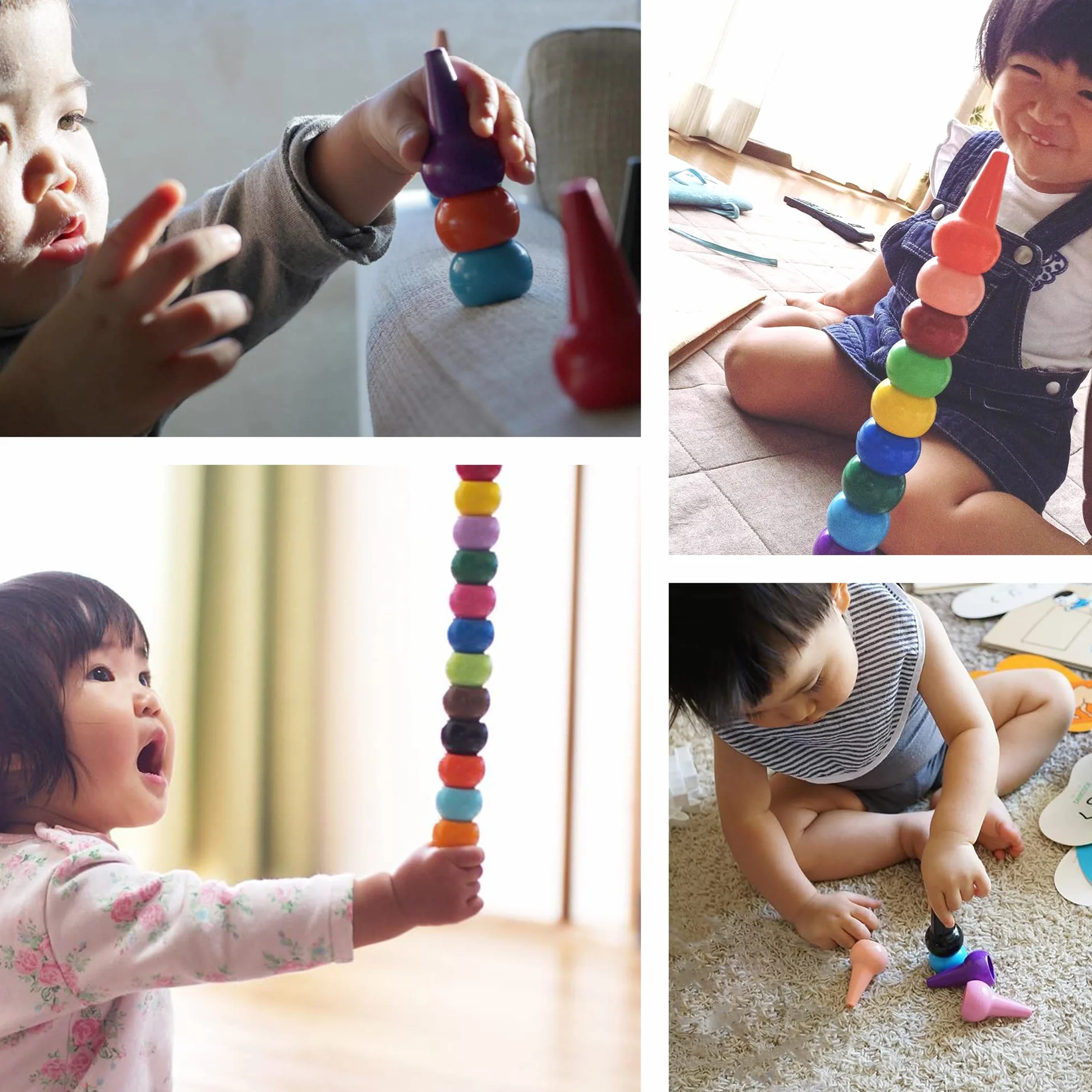 WATSABRO Crayons à Doigts 12 Couleurs Lavables Naturels pour Bébé Enfants