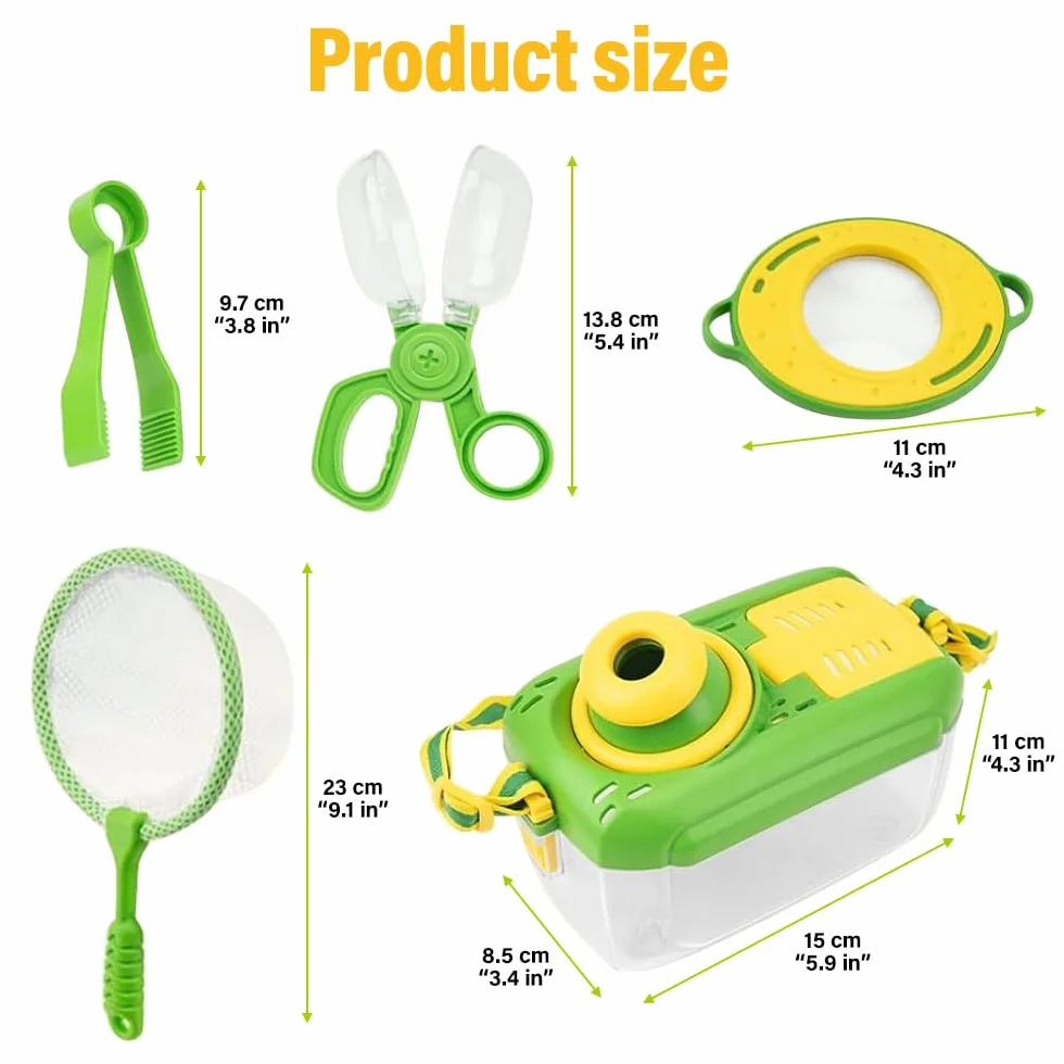 Kit Exploration Enfant Jeux Exterieur avec Boite Insecte, Loupe, 12 Insectes Plastique, Jouet Educatif 3-6 Ans