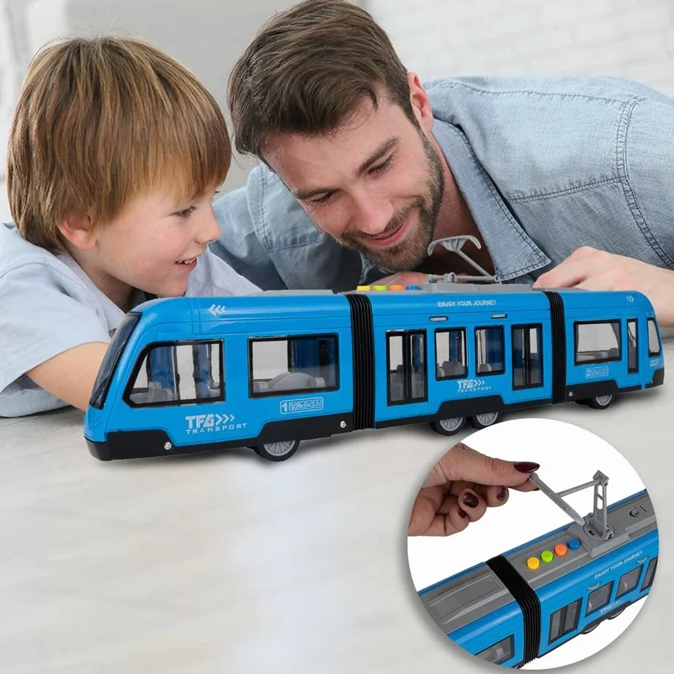 Maplay Jouet de tramway avec moteur à friction 1:16 Lumière et son pour enfants à partir de 3 ans