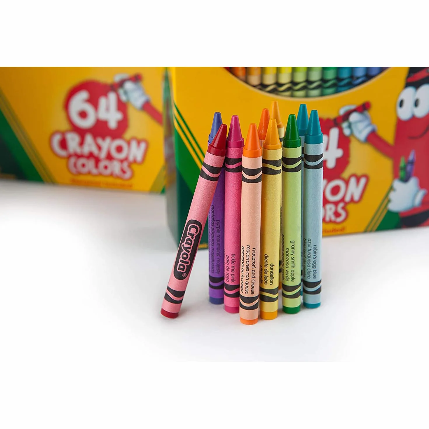 CRAYOLA Boîte de 64 Crayons de Cire Assortiment de Couleurs
