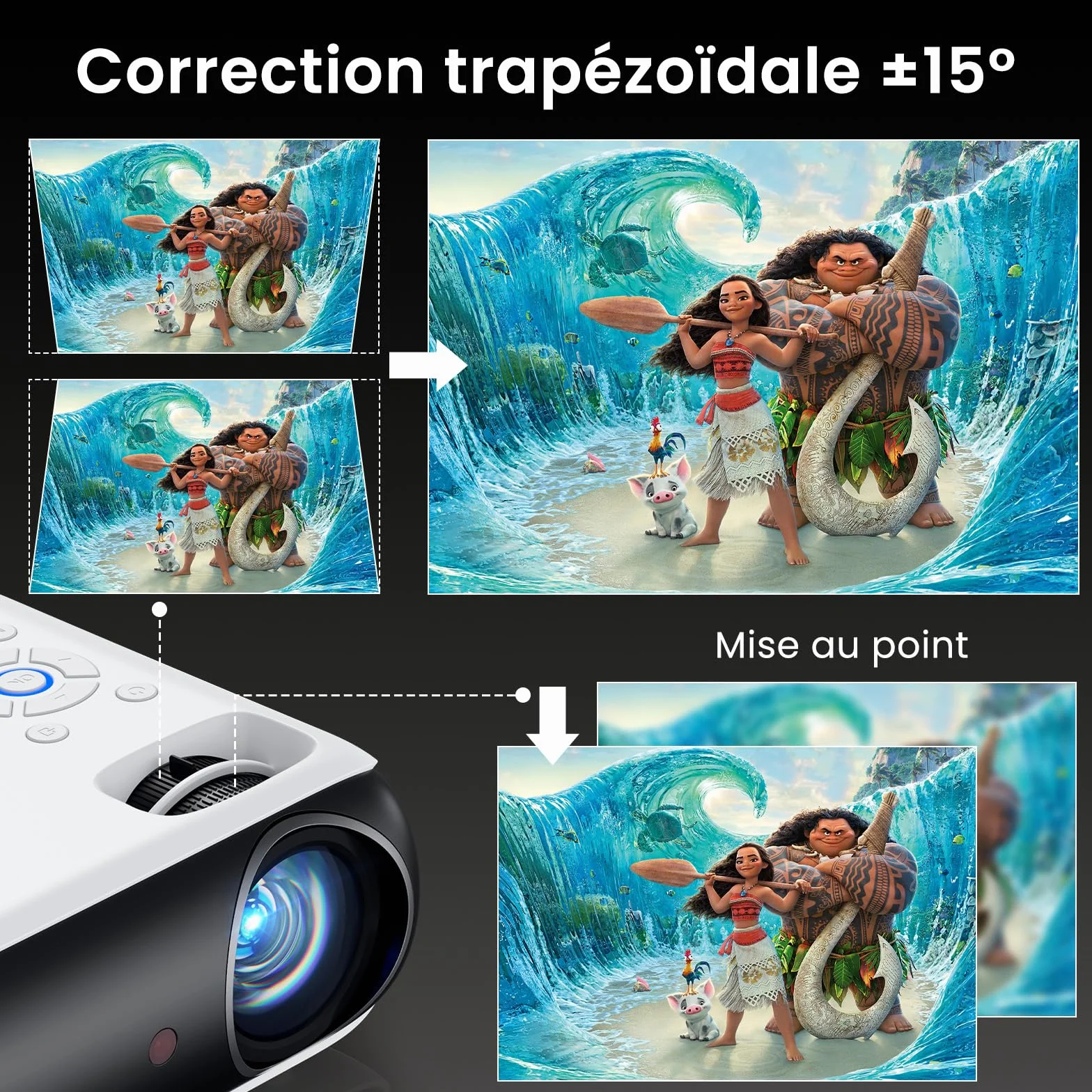 HAPPRUN H1 Projecteur Bluetooth 1080P Full HD Vidéoprojecteur Portable avec Haut-Parleur Intégré