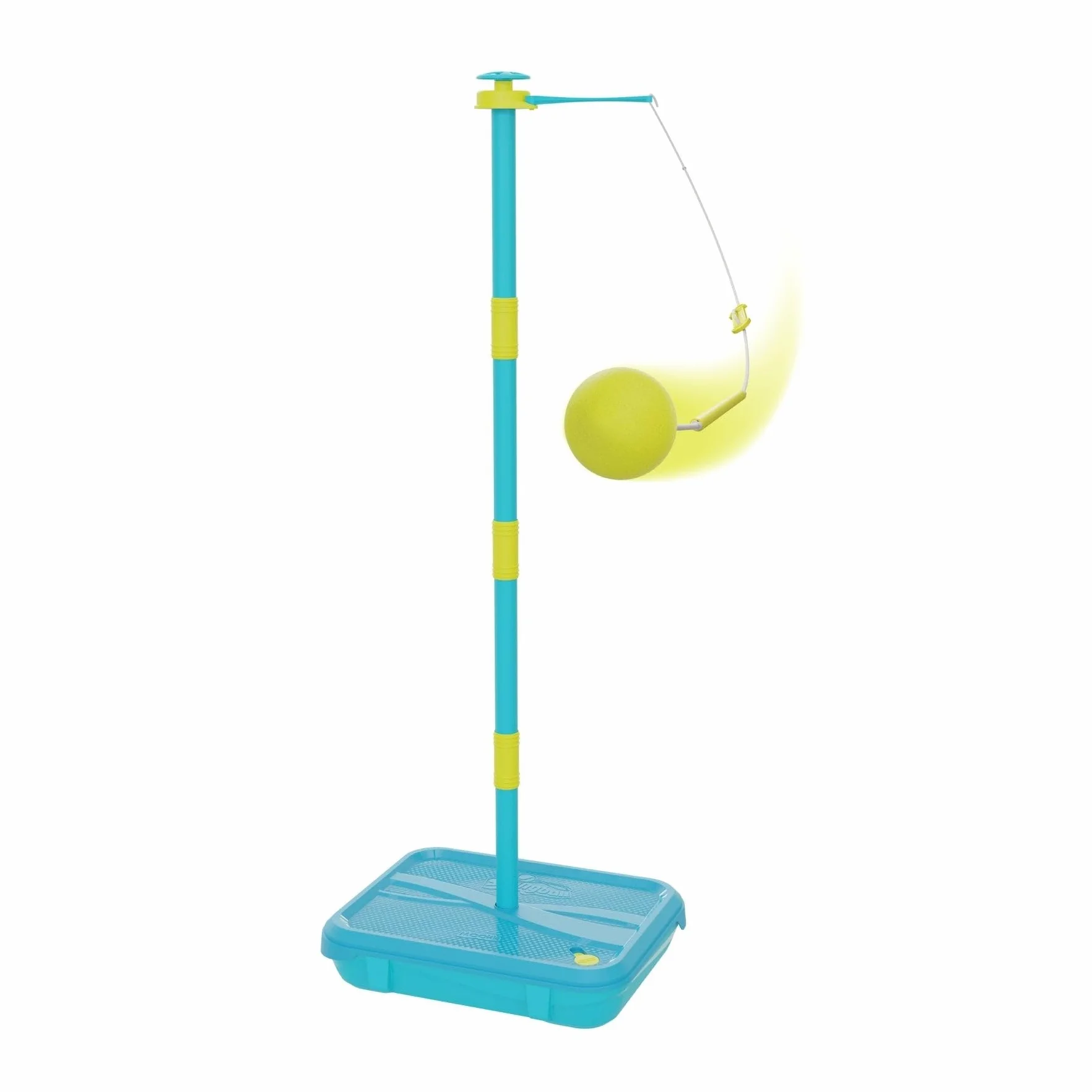 Swingball Early Fun Jeu Swingball Tout Terrain Raquettes Légères Balle Mousse Tête Spirale Anti-Emmêlement Socle Stable Bleu