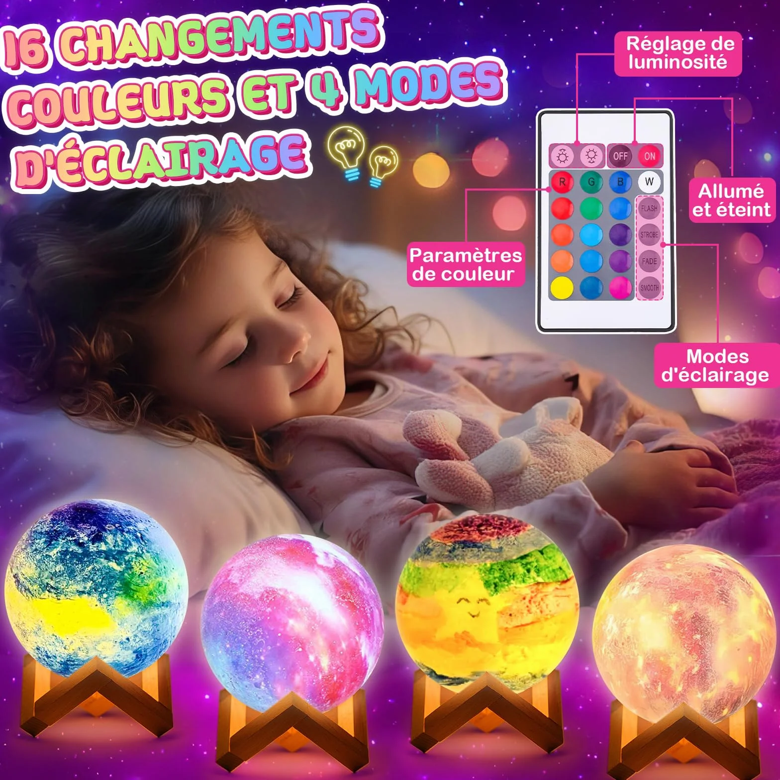 Kit de Peinture Lampe Lune Veilleuse Cadeau Anniversaire Fille Garcon 3-12 Ans
