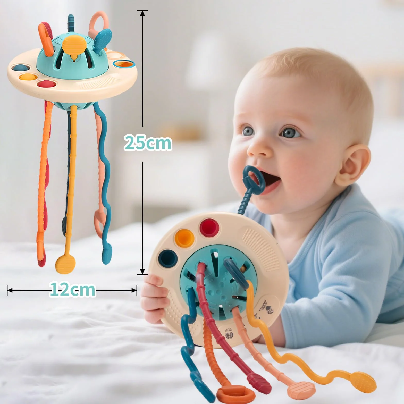 Jouet Montessori Bébé 1 an Sensoriel OVNI à Tirer Éducatif Motricité 12-18 Mois+