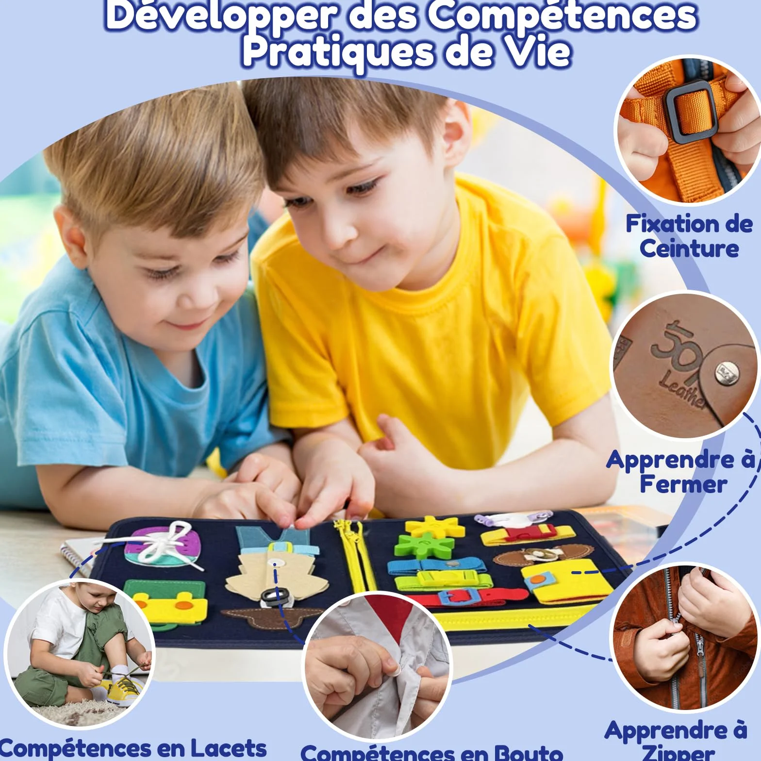 Qizfun Busy Board Jouet Montessori Bébé Tout-Petits Sensoriel Éducatif Voyage Avion Voiture Cadeau Garçon Fille