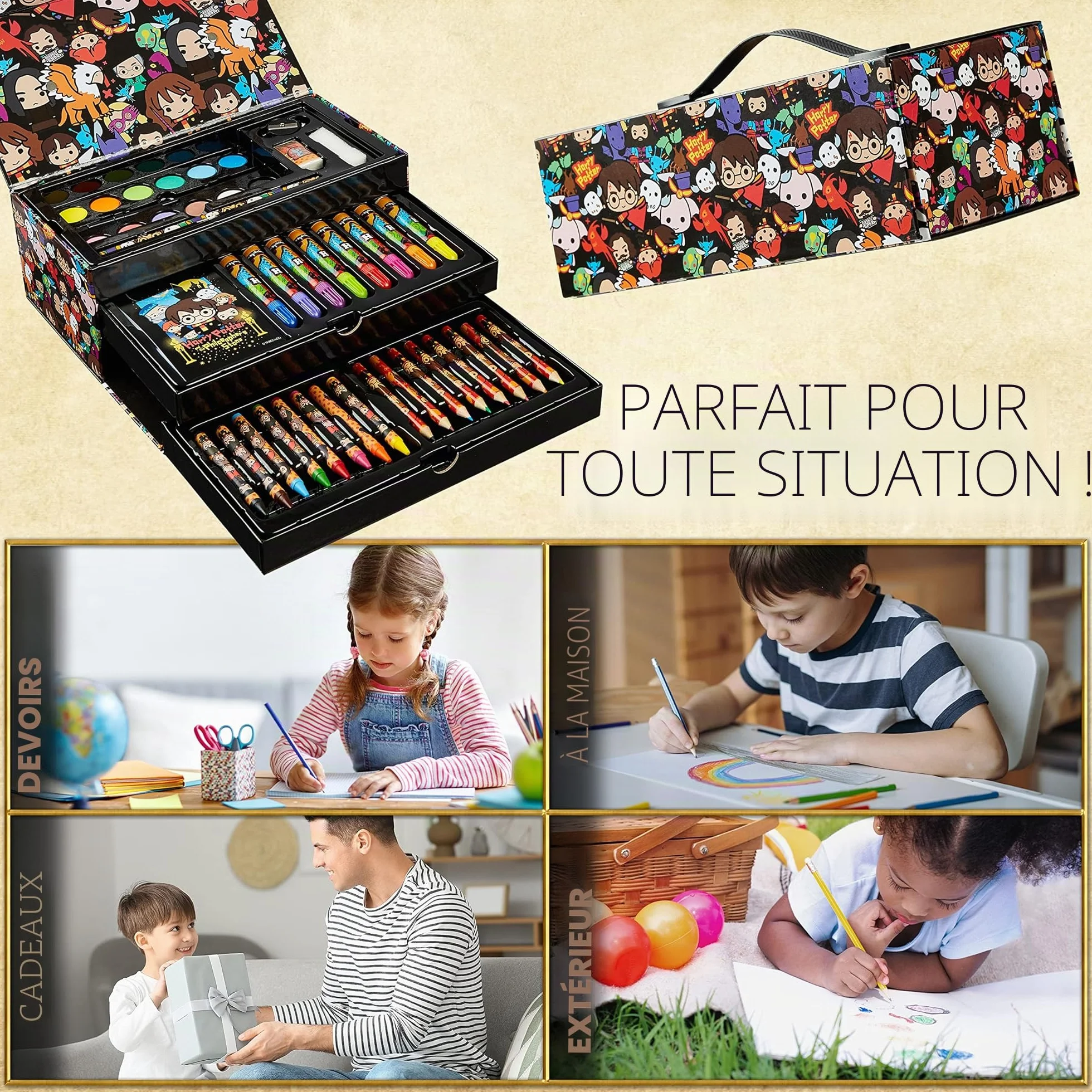 Harry Potter Malette Coloriage Enfant Coffret Dessin Feutres Crayons de Couleur Cadeau