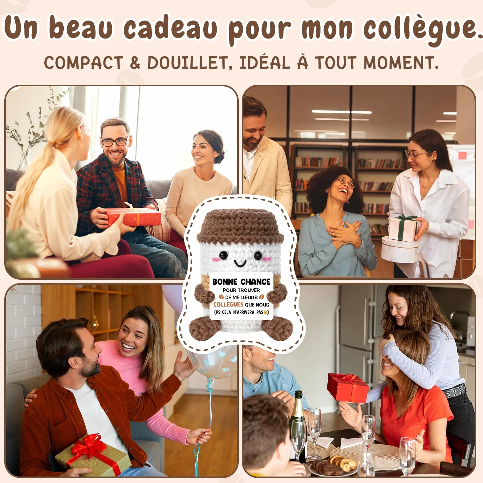 Peluche Espresso Crochetée Faite Main | Idée Décoration Bureau Maison