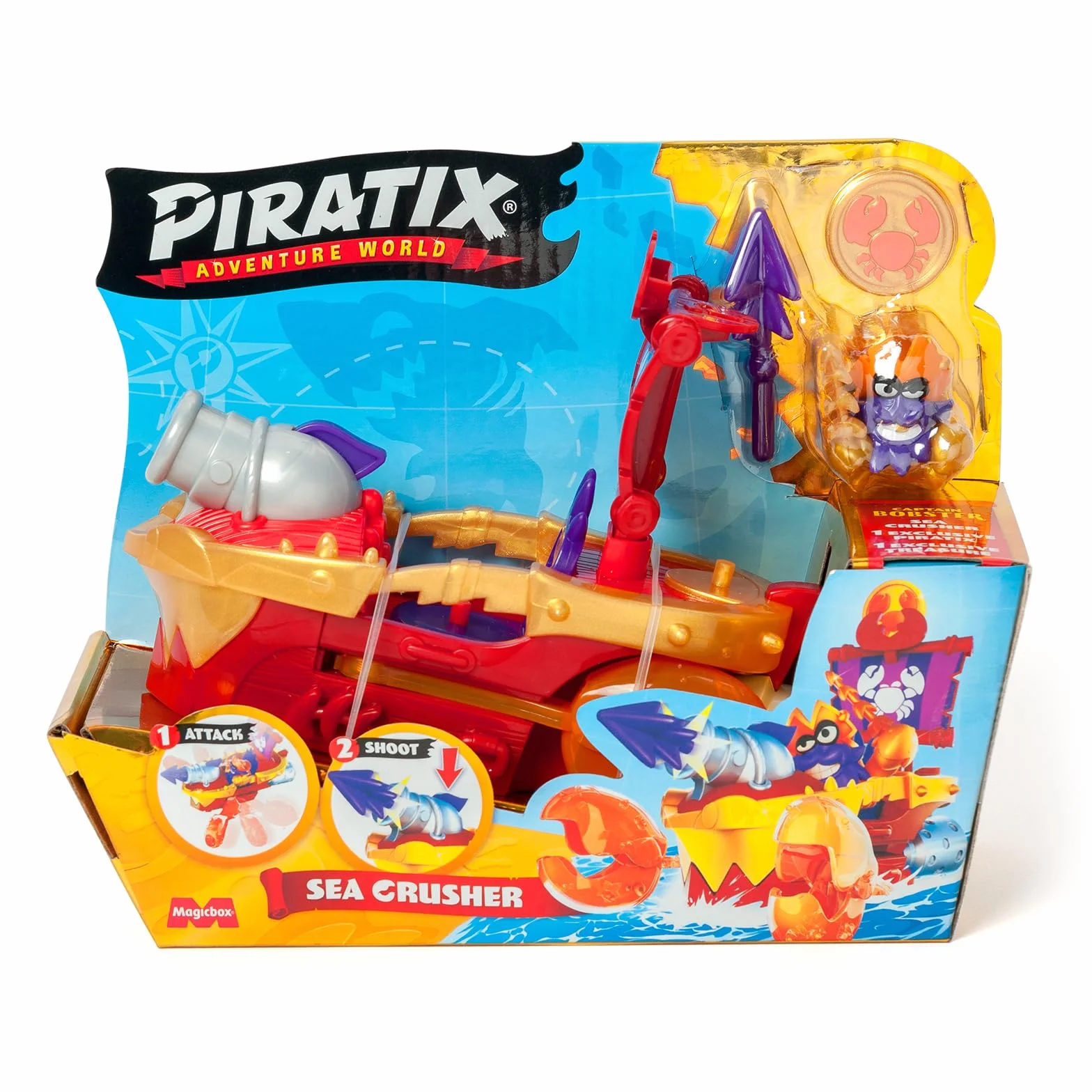 PIRATIX Broyeur des Mers Bateau Pirate Crabe Jouet avec Piratix Exclusif et Canon