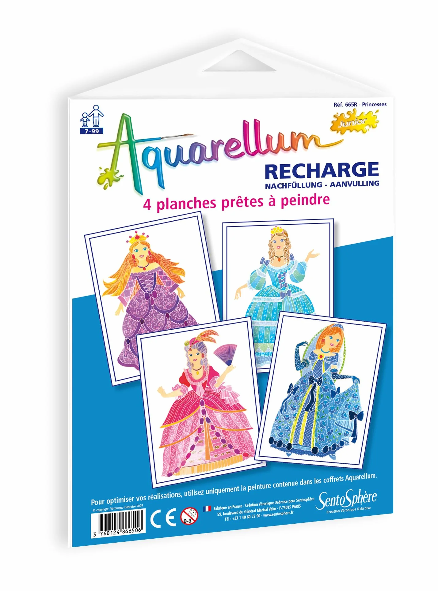 SentoSphère RECHARGE AQUARELLUM JUNIOR PRINCESSES Recharge Cartes Aquarellum Kit peinture Aquarellable Magique 7 ans fabriqué en France