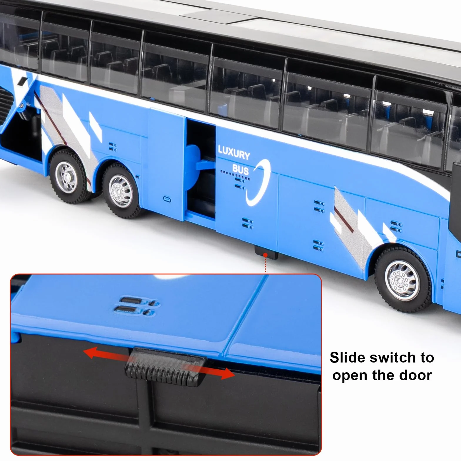 Voiture miniature bus de luxe 1/30 alliage zinc son lumière collectionneurs enfants 3 ans cadeau anniversaire bleu