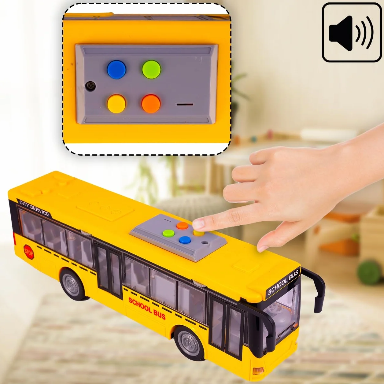 MalPlay Bus électrique jouet 1:16 avec bruits de conduite, lumières et portes ouvertes pour enfants à partir de 3 ans