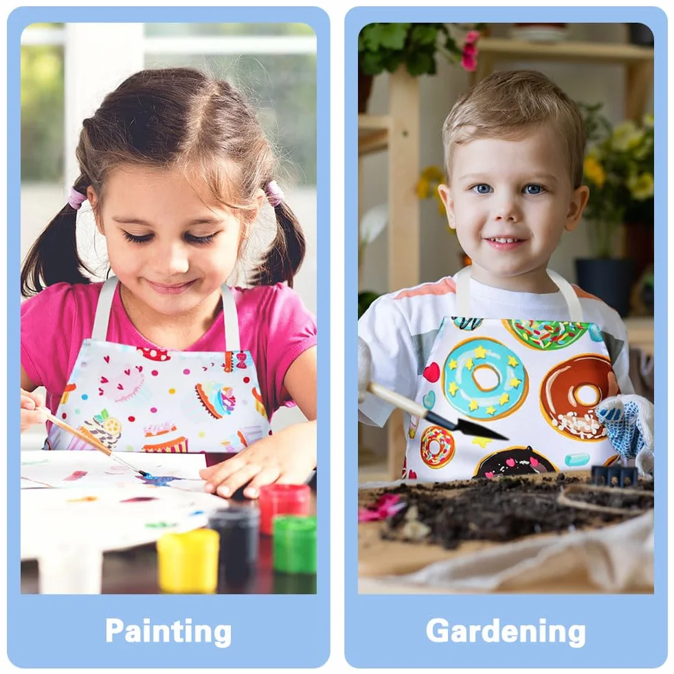 Tablier Enfant Imperméable 2 PCS Anti-sale Cuisine École Filles Garçons Cuisiner Poterie Peinture